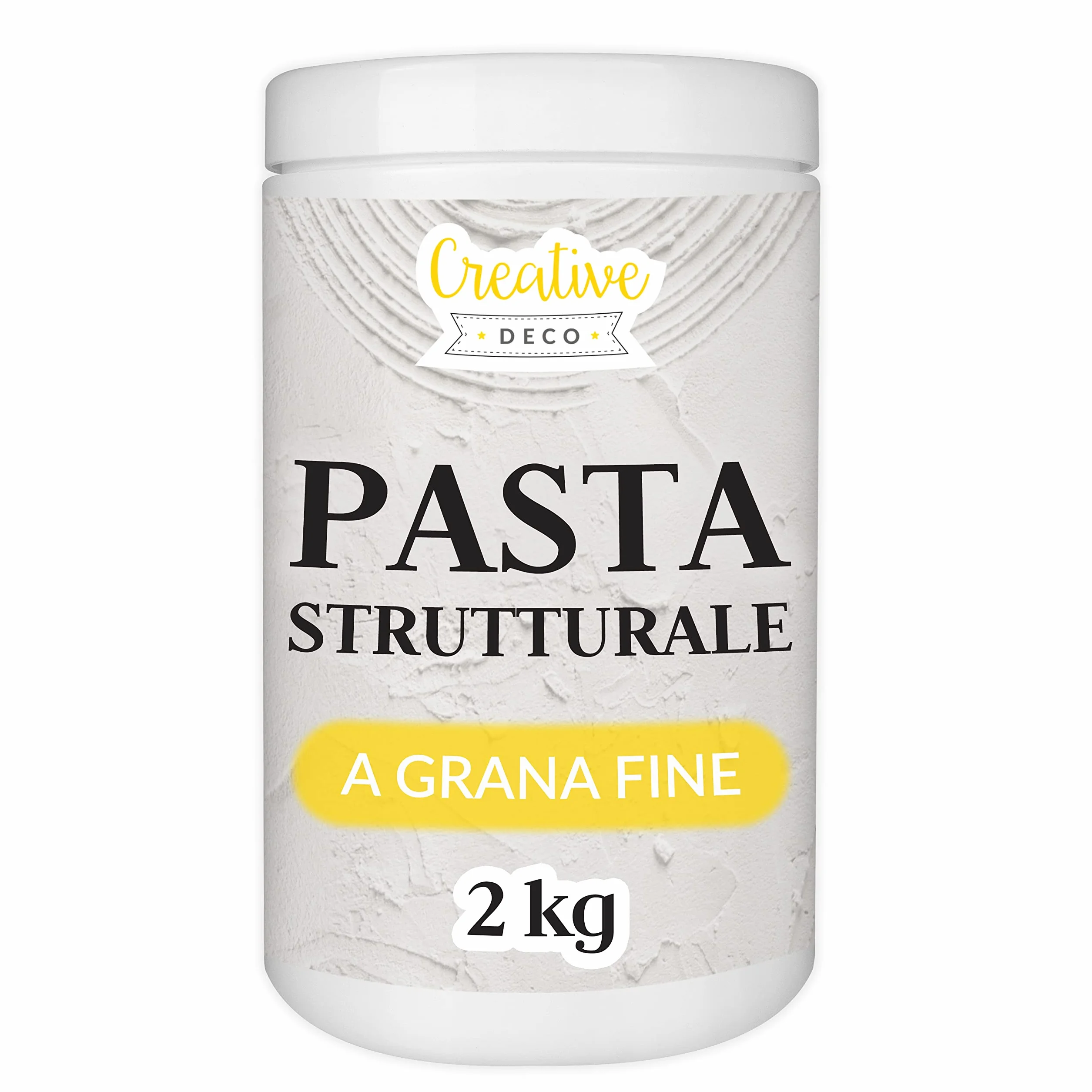 Creative Deco Pasta Strutturale a Grana Fine 2kg Massa Bianca Pasta Modellabile per Progetti Artistici Pittura Acrilica | Strutturale per Arte Facile da Usare per Creare Effetti 3D | Struttura Sabbia
