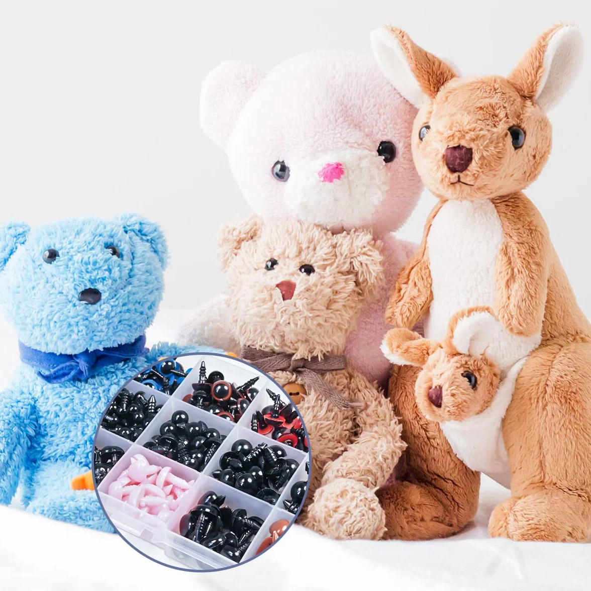 OSDUE 752 Pezzi Occhi per Amigurumi, Colorati di Sicurezza e Naso Accessori per Giocattoli Fai-da-Te per Bambole Teddy, Giocattoli di Peluche e Artigianato di Marionette, Pupazzi, Bambole di Plastica