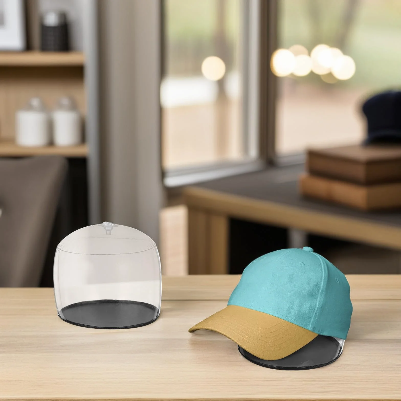Porta Cappelli Gonfiabile in Pvc 2 Pezzi Design a Cupola Leggero per Cappelli Rotondi, Organizzatore Anti Deformazione per Esposizione in Negozio