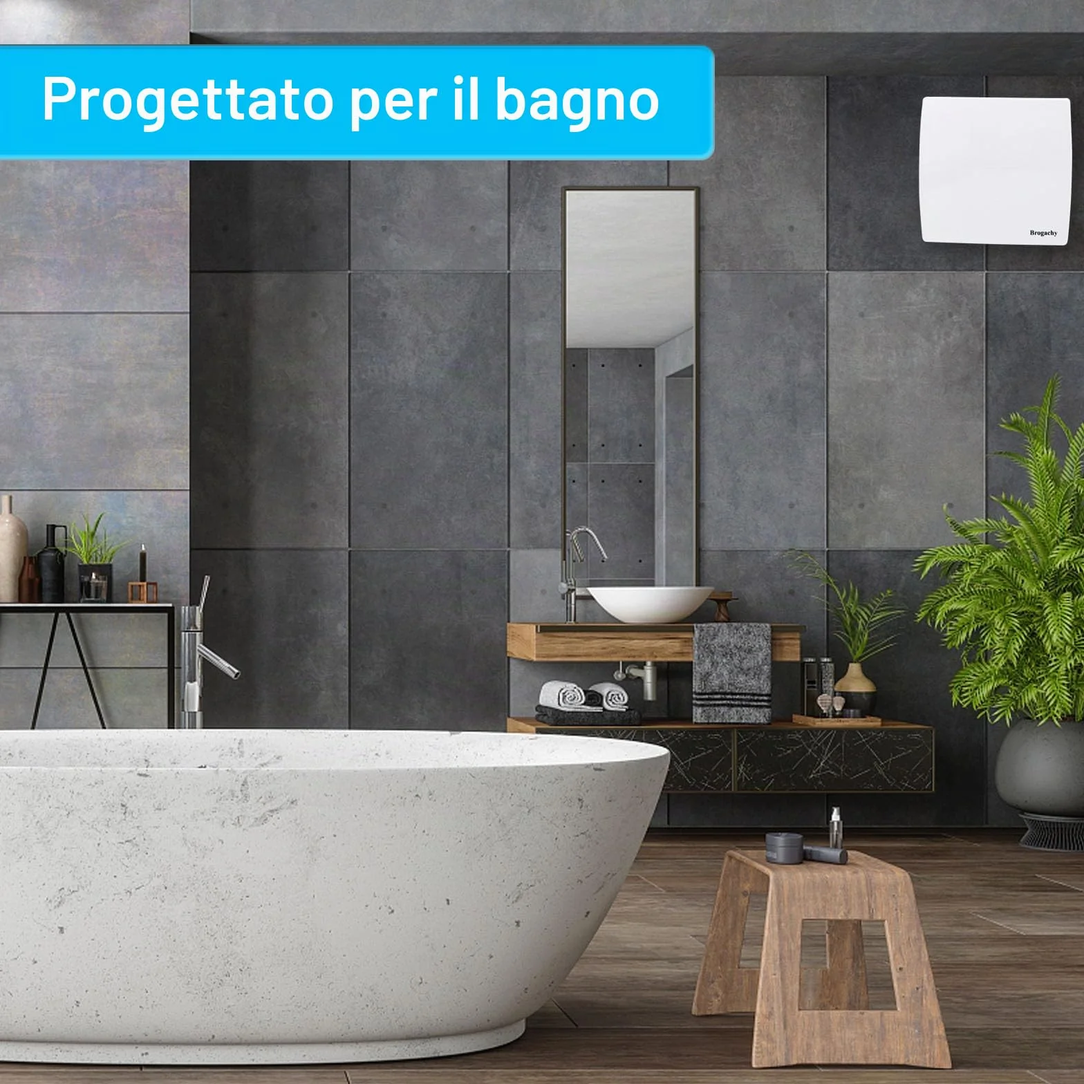 Aygrochy Ventola Aspirazione 100mm con sensore di umidità e timer, Estrattore Aria Silenzioso per Bagno e Cucina