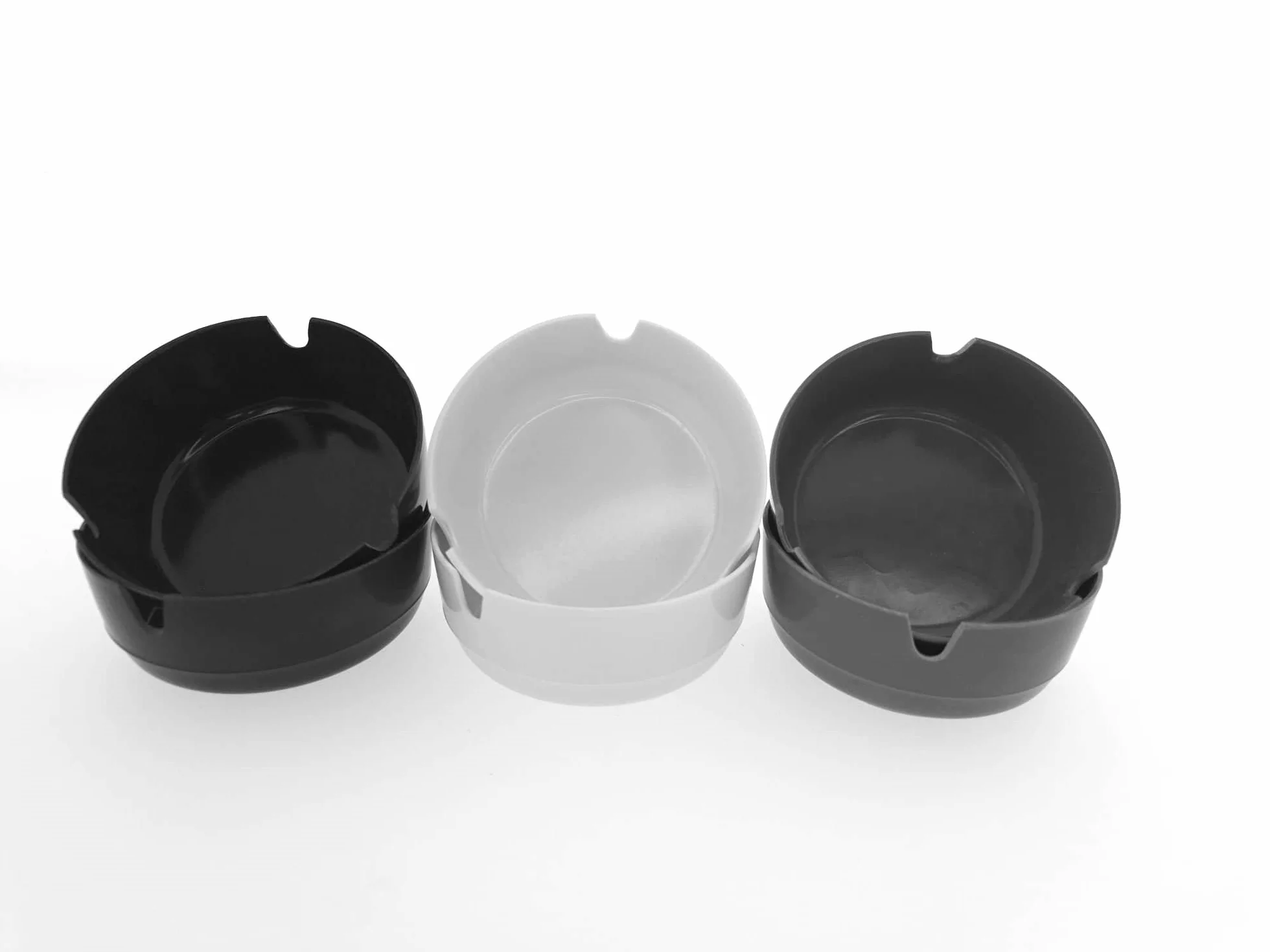 Set di 6 o 12 posacenere in melammina rotondo impilabili grigio 12 pezzi