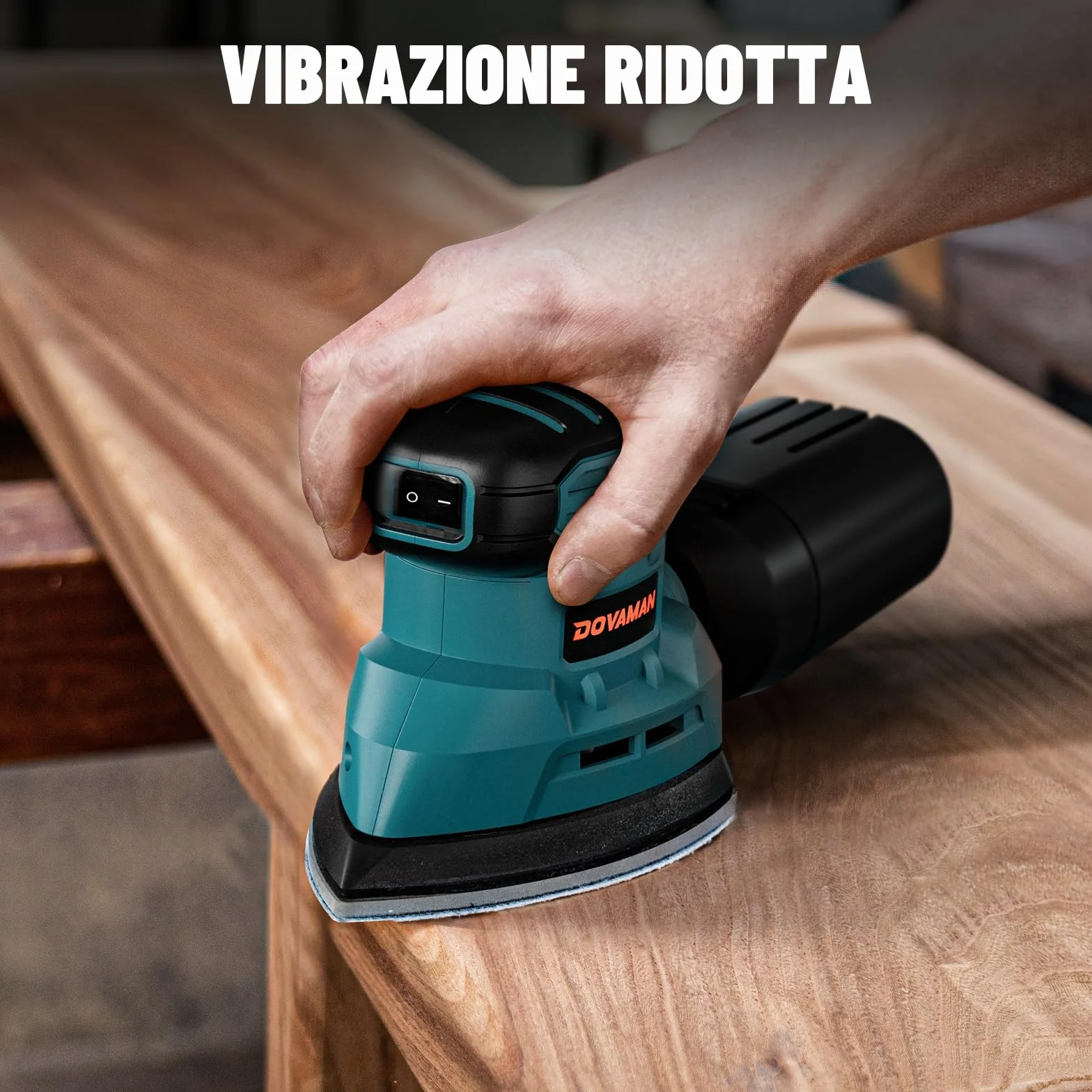 DOVAMAN DLS03A Levigatrice di Precisione 130W 12000RPM Carta Vetrata Adesiva Raccolta Polvere Bassa Vibrazione per Legno Acciaio