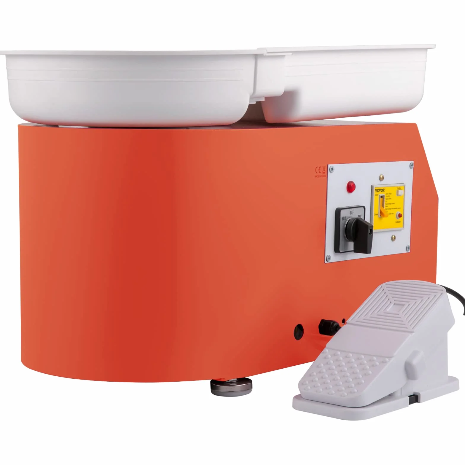 VEVOR Macchina per Argilla Ceramica Pedale, 11 Pollici Potenza 350 W Modello TYLPJ28-OC Macchina per Ruote da Ceramica Arancione per L'Insegnamento Scolastico, Bar in Ceramica e Uso Domestico, ECC