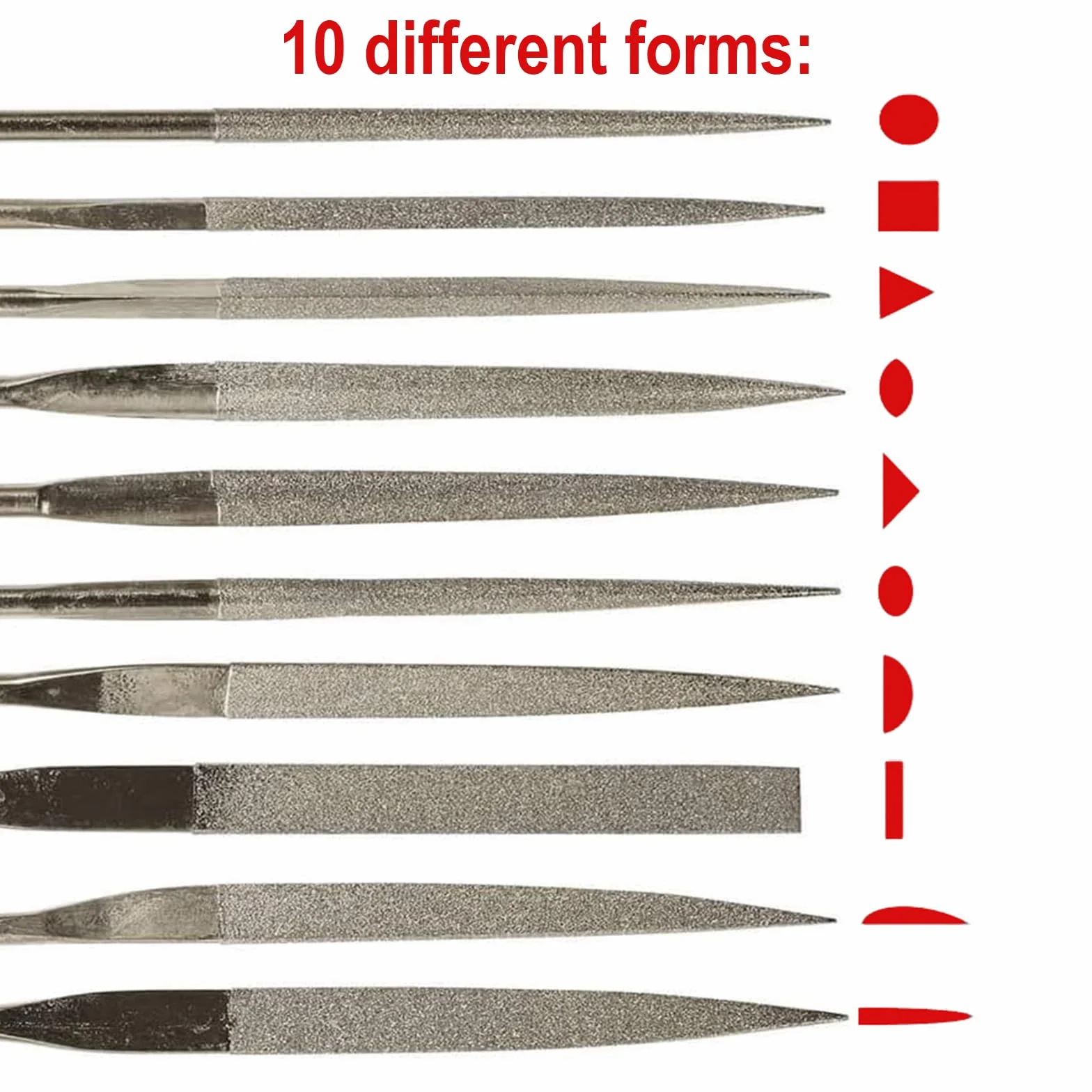 MOLIMOLI Set 10 Lime Diamantate Mini 2x100 mm Multifunzionali ad Ago di Precisione Rivestite in Titanio, per Pietra Ollare, Legno, Metallo - Accessori per Modellismo e Stampanti 3D