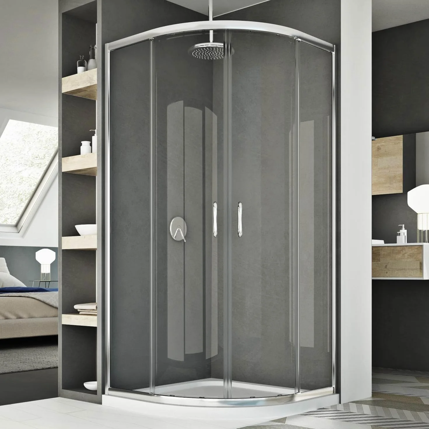 Box doccia semicircolare 80x80 CM H185 trasparente mod. Junior