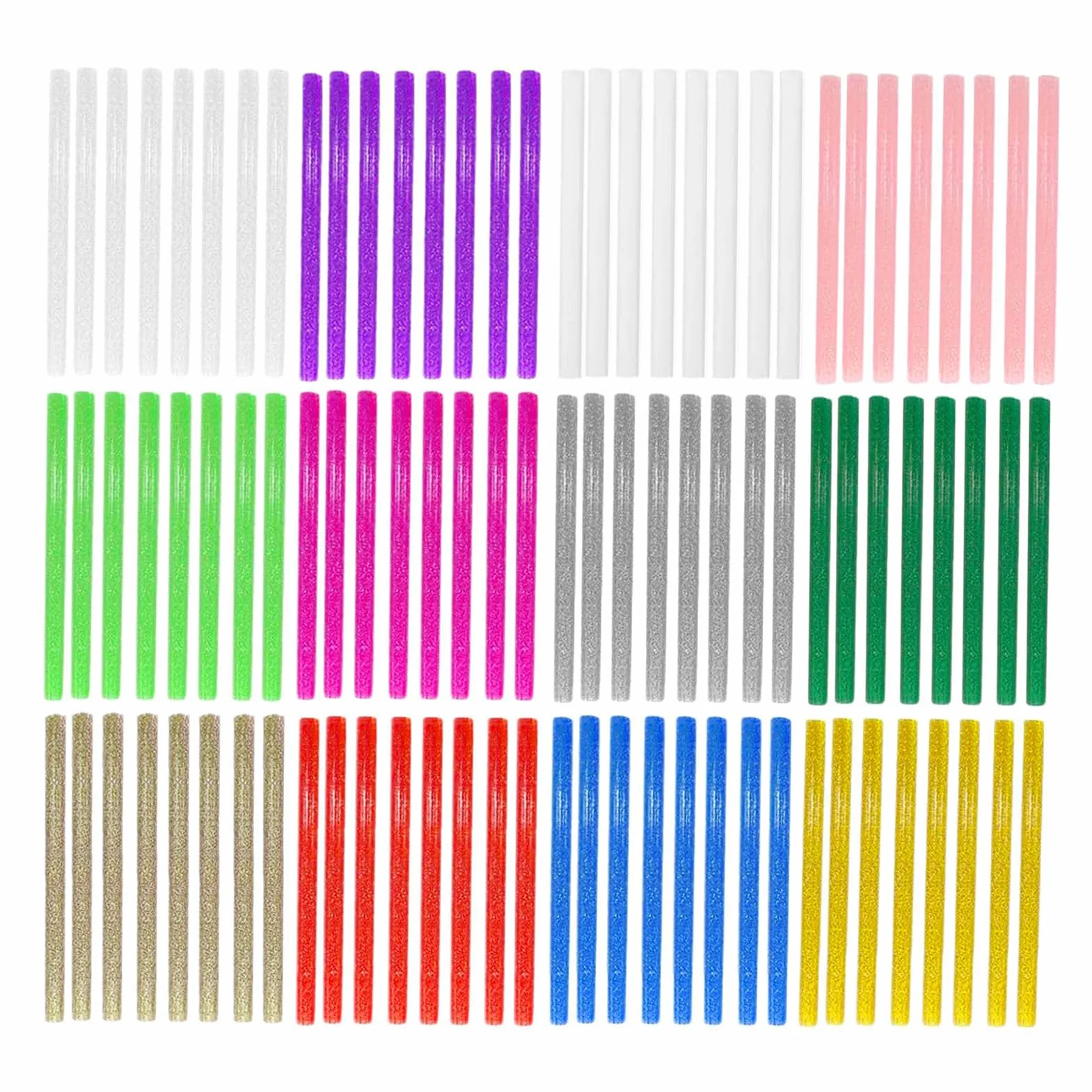 Wenrescry 96 bastoncini per colla a caldo, 7 × 100 mm, colorati con glitter per pistola per colla a caldo, materiale fai da te per decorazioni, artigianato, 12 colori