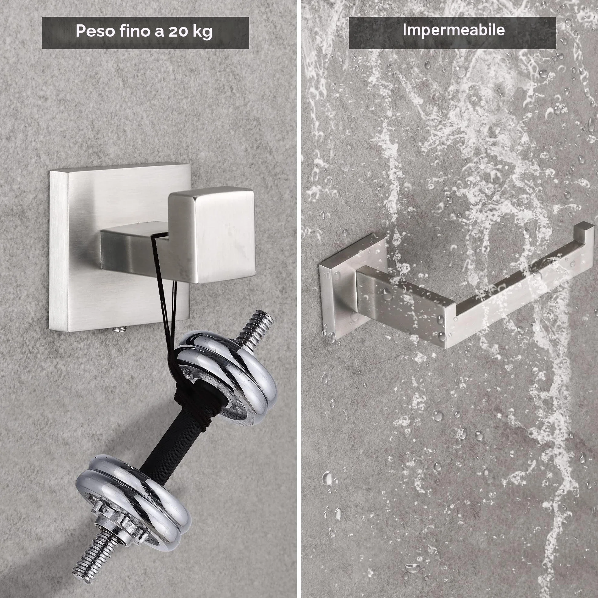 DUFU 4 Pezzi Portasciugamani Set di Accessori di Ferramenta di Bagno di Parete, per Asciugamani, 40cm, Porta Salviette e Carta Igienica, Ganci SUS304 Acciaio Inossidabile Argento Spazzolato