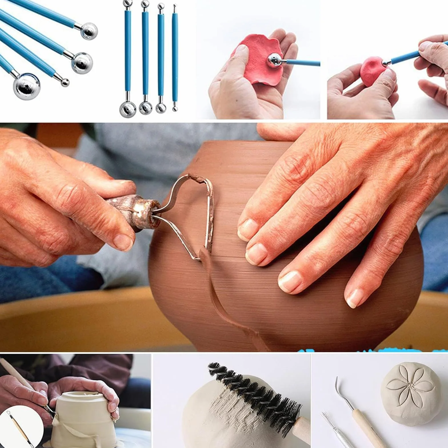 Attrezzi Scultura Argilla,66 Pezzi Attrezzi Ceramica,Sculpting Tool con Sacchetto di Stoccaggio,Utensili Ceramiche Professionale per Scultura in Argilla e Cake Torta Design ecc