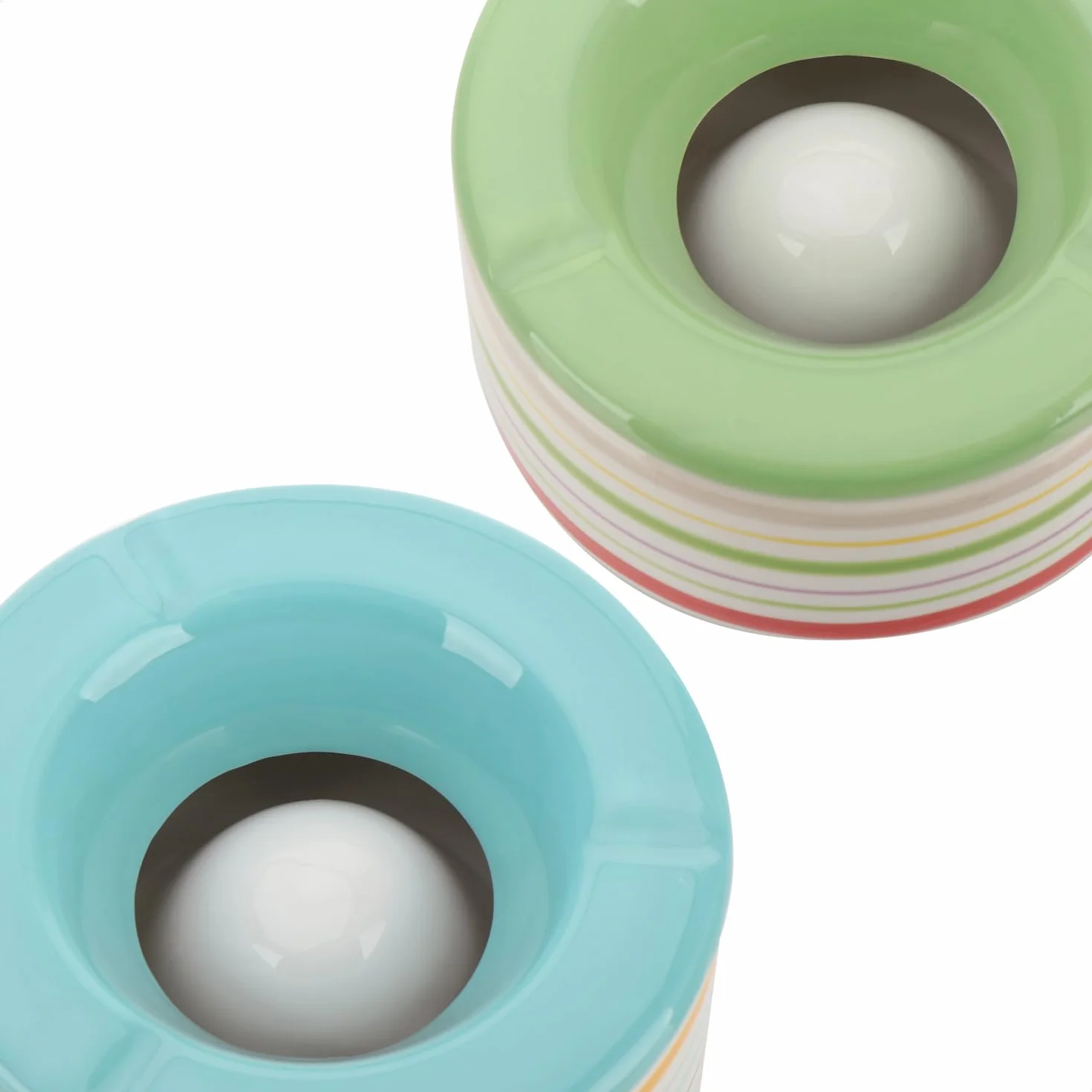 com-four® 2x Posacenere Antivento in Ceramica Dolomite - Portacenere Grande con Coperchio in Ceramica Blu e Verde 12 cm