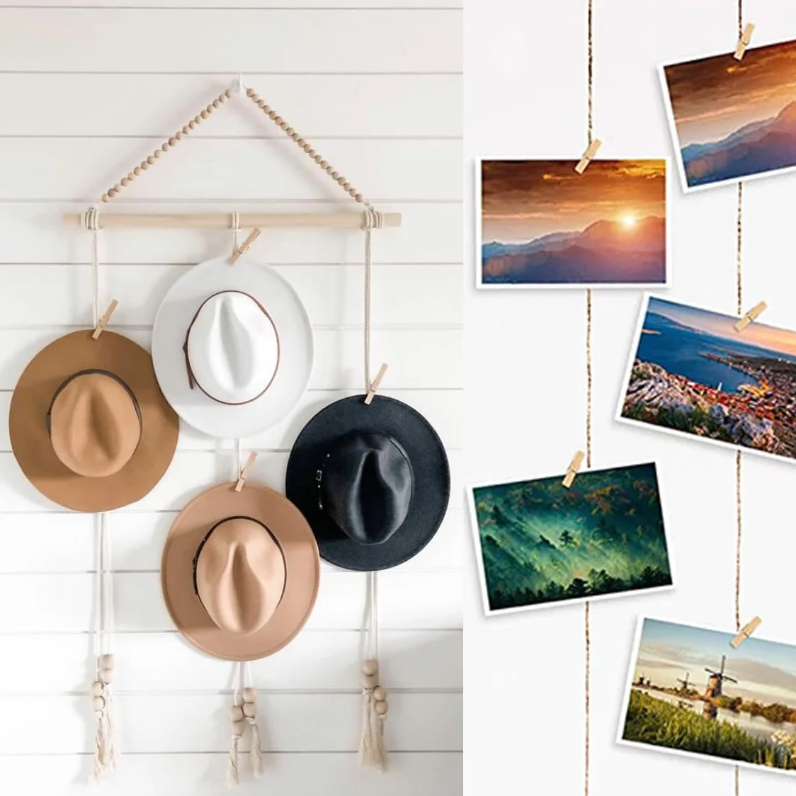 Hat Rack Storage Hanging Piece - 1 pezzo, Hang Multiple Hats, Bohemian Style, Può essere Posizionato Sulla Porta Della Stanza, Parete, Armadio, Adatto per lo Stoccaggio Camera da Letto.
