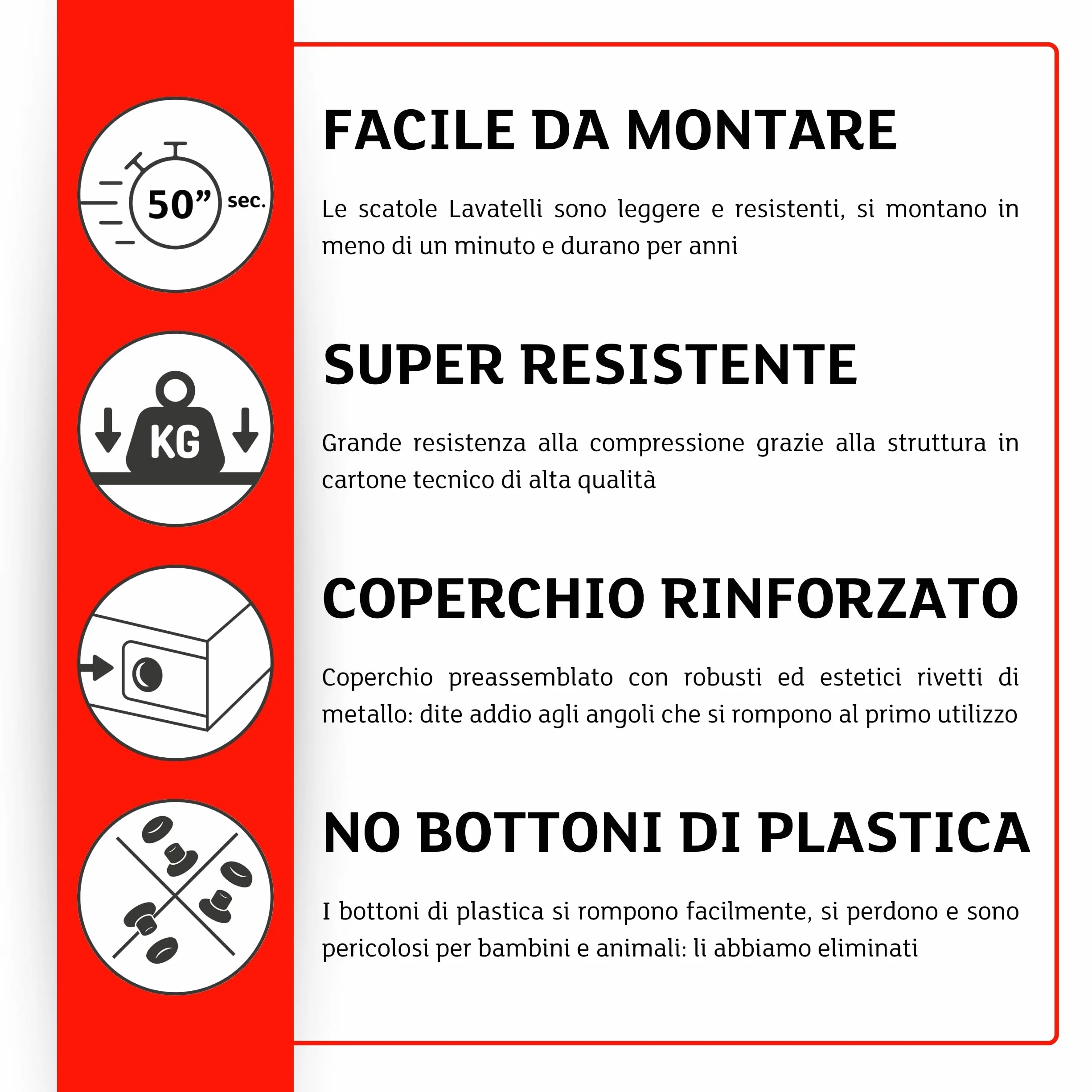 Lavatelli Scatola armadio in cartone 32x42x21 cm Organizer impilabile resistente per vestiti e biancheria MEDIUM BIANCO