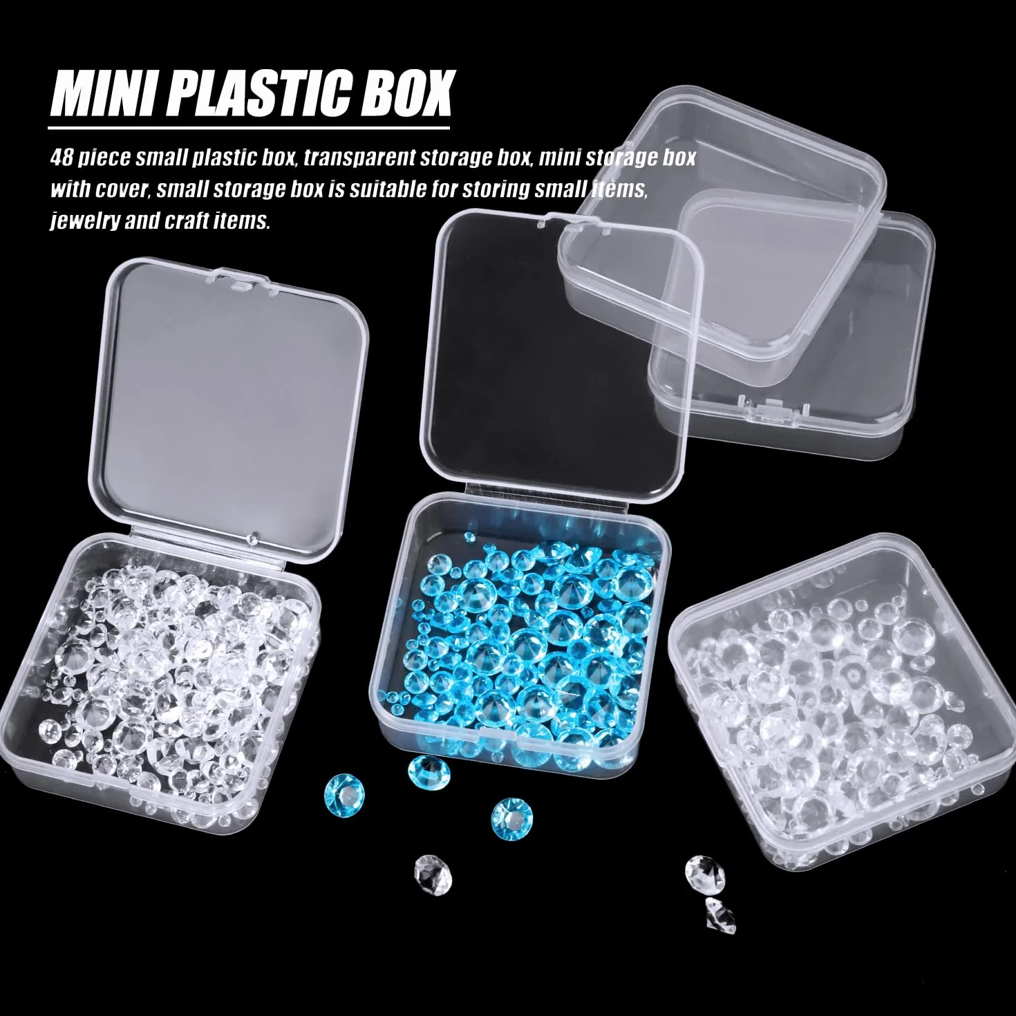 Scatole Plastica Trasparente con Coperchio 24 Pezzi 6.5x6.5x2cm Mini Porta Oggetti