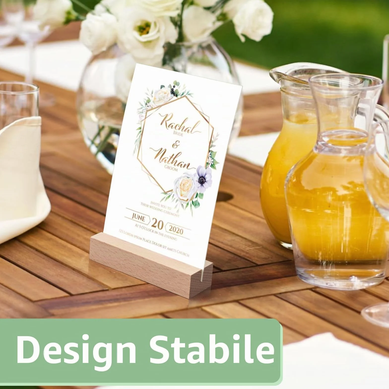WISYOK Porta Della Carta in Legno, 10 Pezzi di Supporto per Tavolo, Supporto per Cartolina, Supporto in Legno, Supporto per Card di Menu, Supporto per Foto per Matrimoni (10 x 3 x 2cm)