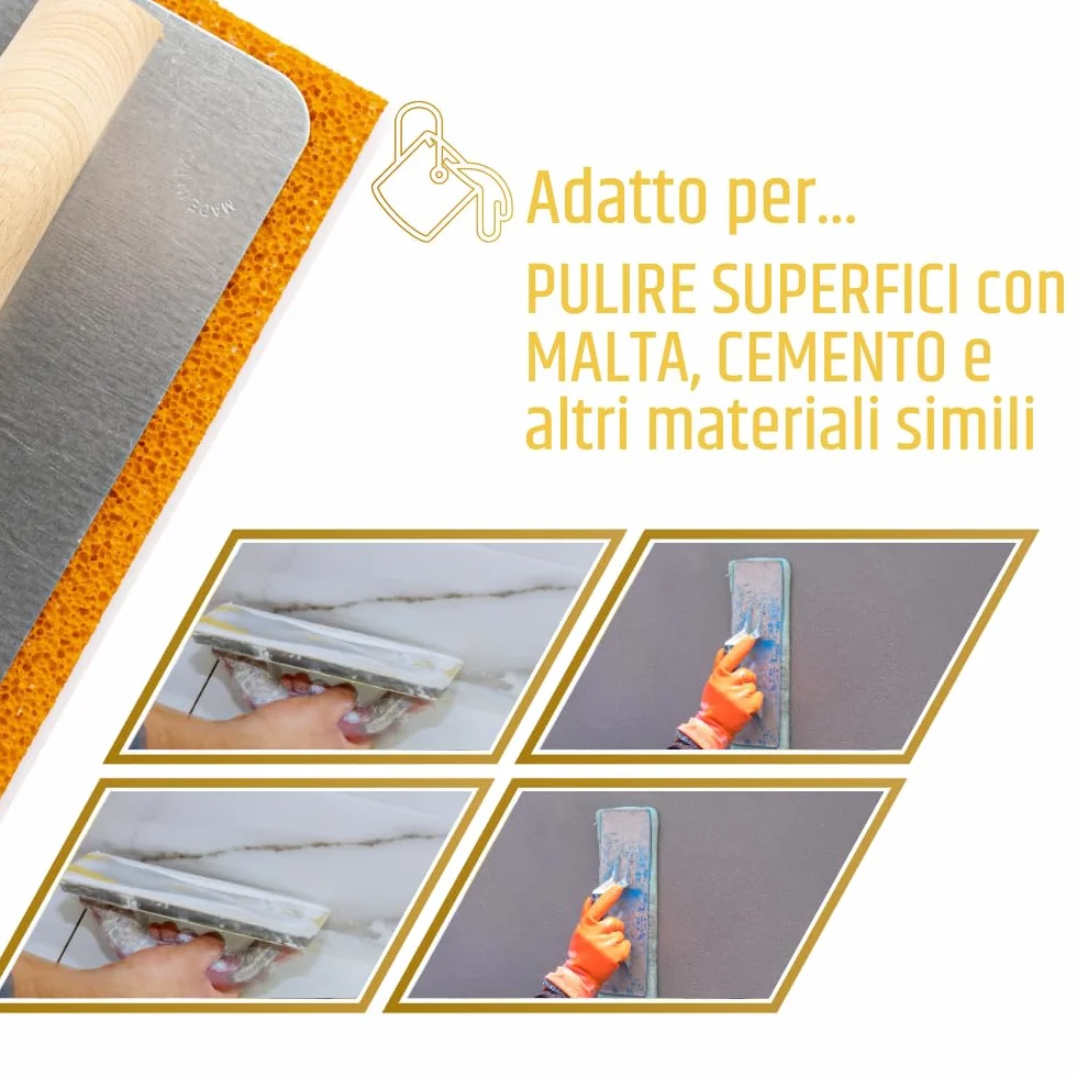 PENNELLIFICIO 2000 | Frattazzo Professionale con Spugna Rettangolare Morbida, per Stesura di Intonaco e Rasatura, Misura 21 cm x 14 cm, Made in Italy
