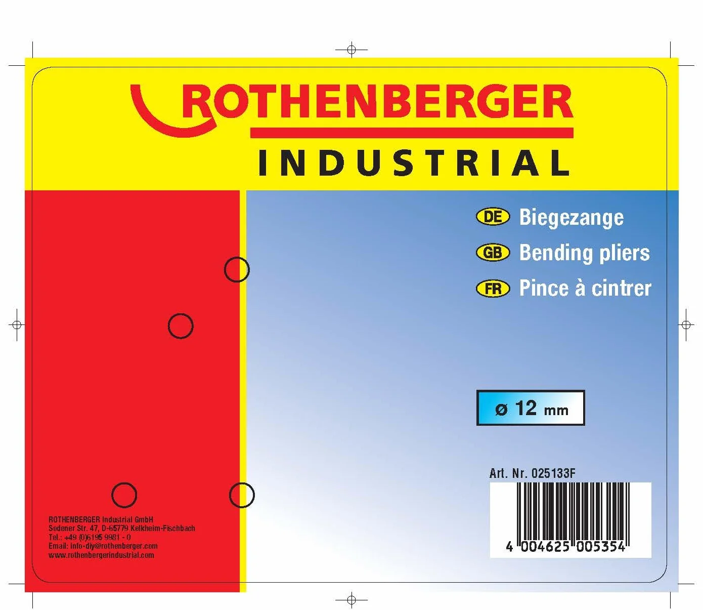 ROTHENBERGER Industrial Curvatubo Pinza Curvatubi Attrezzo per Curvare Tubi Ø 12 mm