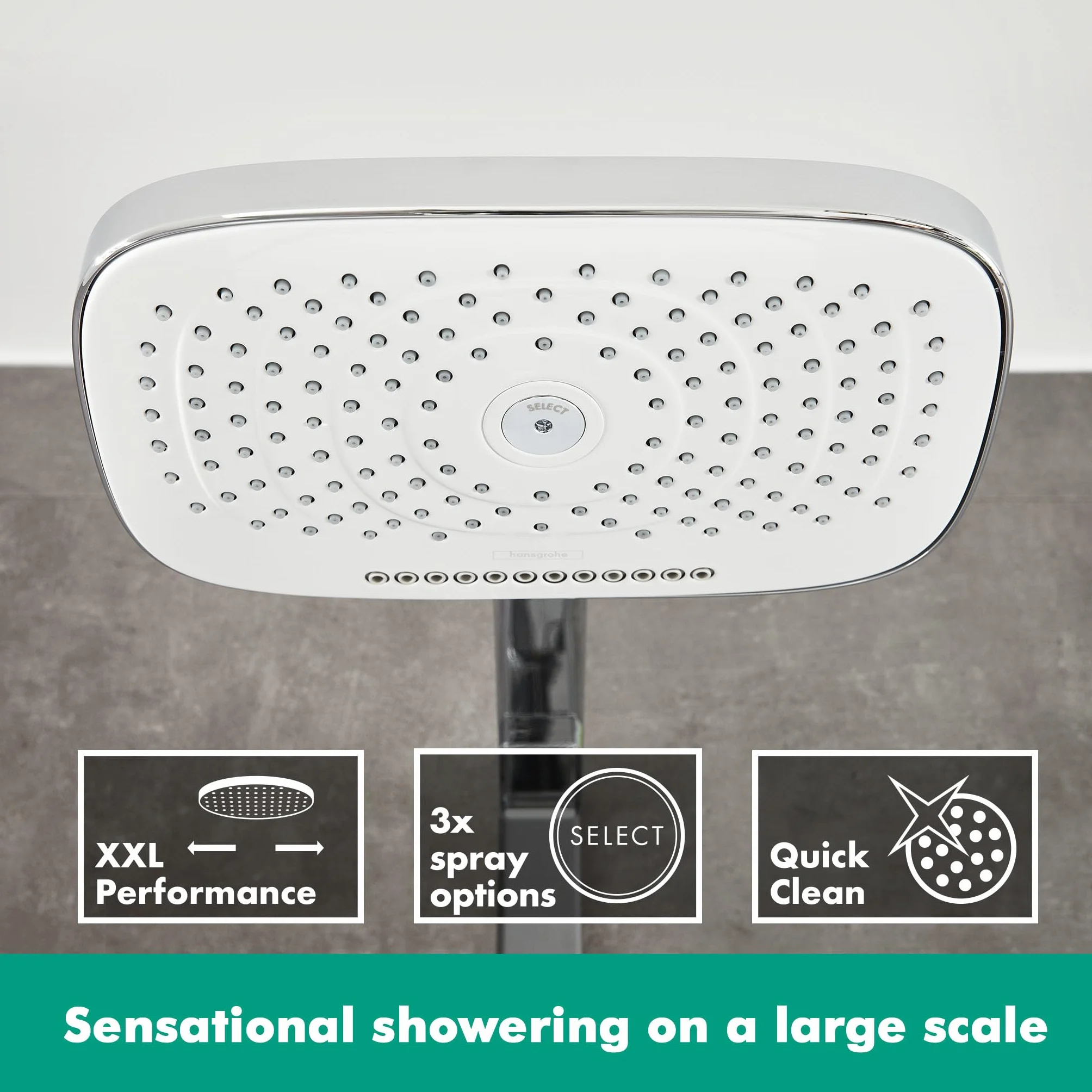 hansgrohe Raindance Select E Colonna doccia 230 3 tipi di getto con Showertablet Select 300, bianco/cromo, 27127400