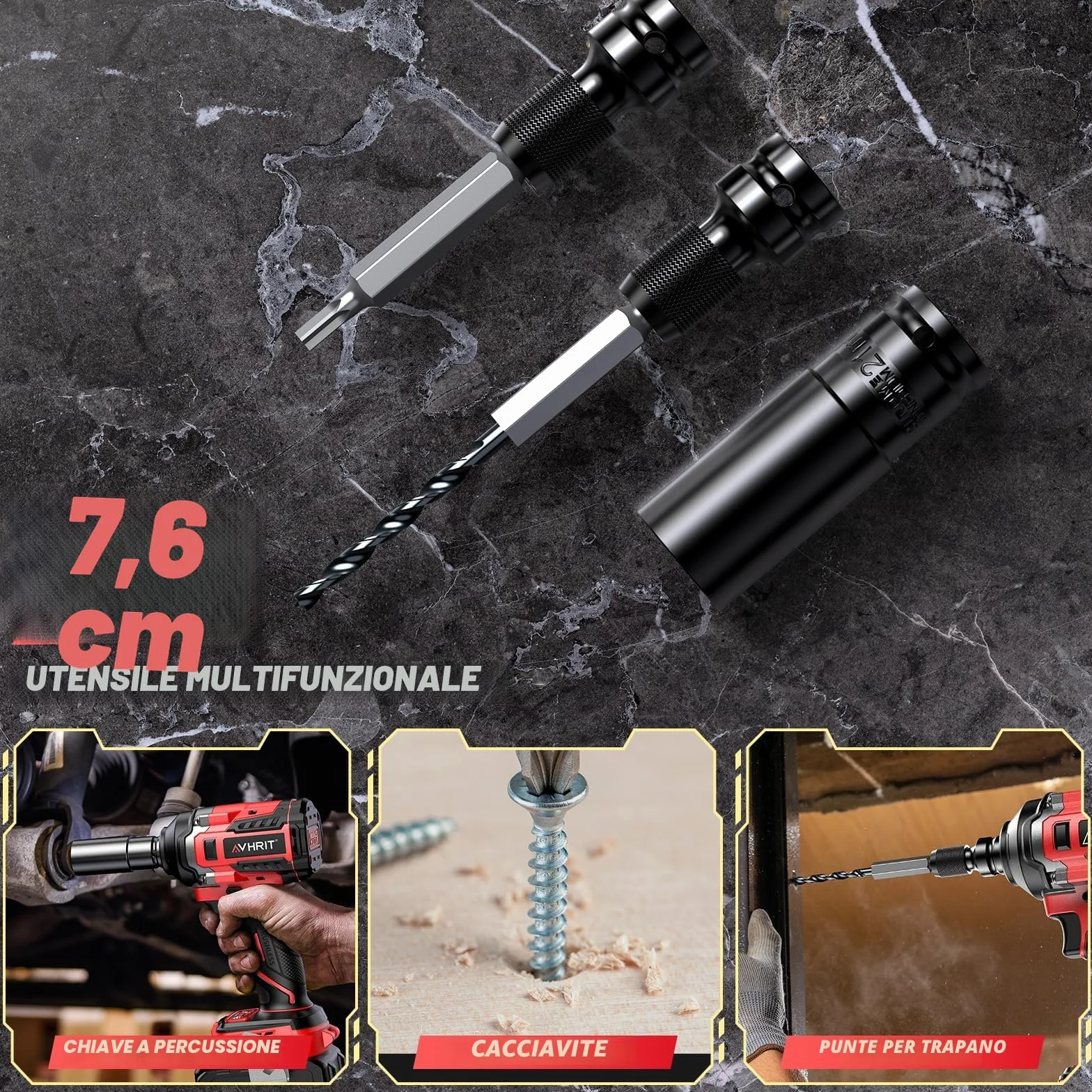 Avvitatore a Impulsi Brushless 1/2" 700N.m Elevata Avvitatori a Massa Battente con 2x 4000mAh Batteria, 5 Bussole, 4 Punte, 4 Viti, Trapano a Impulsi Brushless per Auto Casa