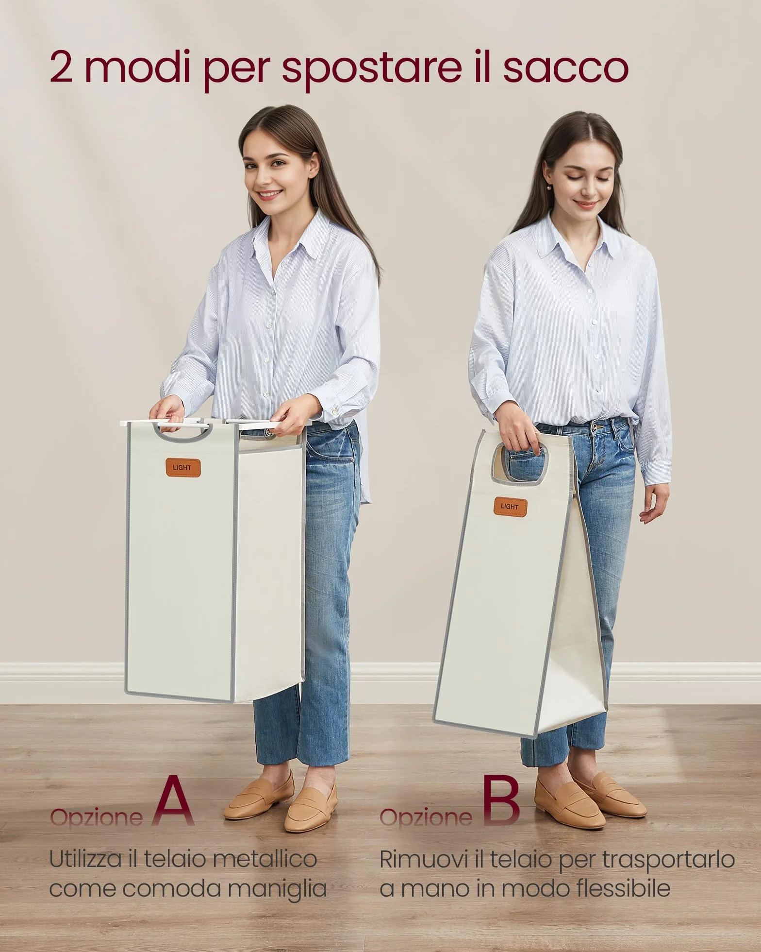 VASAGLE Cesto Portabiancheria 4 Scomparti, Porta Biancheria 150 L, Carrello per Biancheria con Piano, Sacchi, Tasche Laterali, 6 Etichette, Beige Naturale, Grigio Tortora e Bianco Crema BLH203G01
