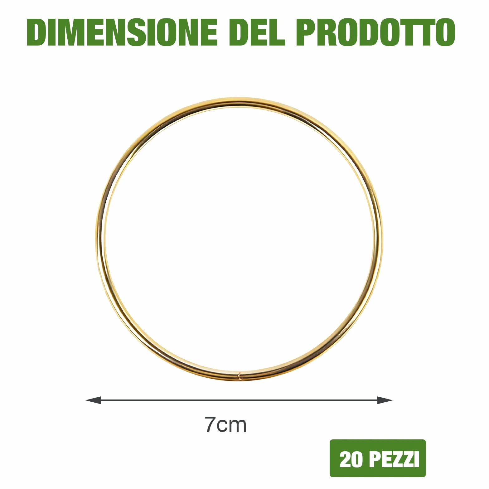 VEGCOO 20 Pezzi Cerchi per Acchiappasogni 7,5 cm Anelli in Metallo Oro, Cerchi in Ferro Macramè Fai da Te