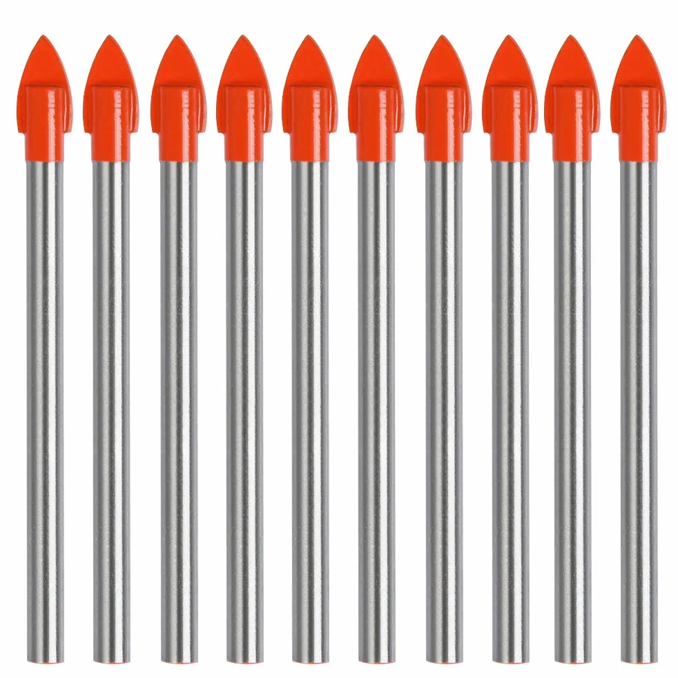 TIMESETL 10 pezzi Punta per trapano per piastrelle in vetro con rivestimento in titanio, punta per trapano in ceramica 6 mm per utensile per specchio Azule