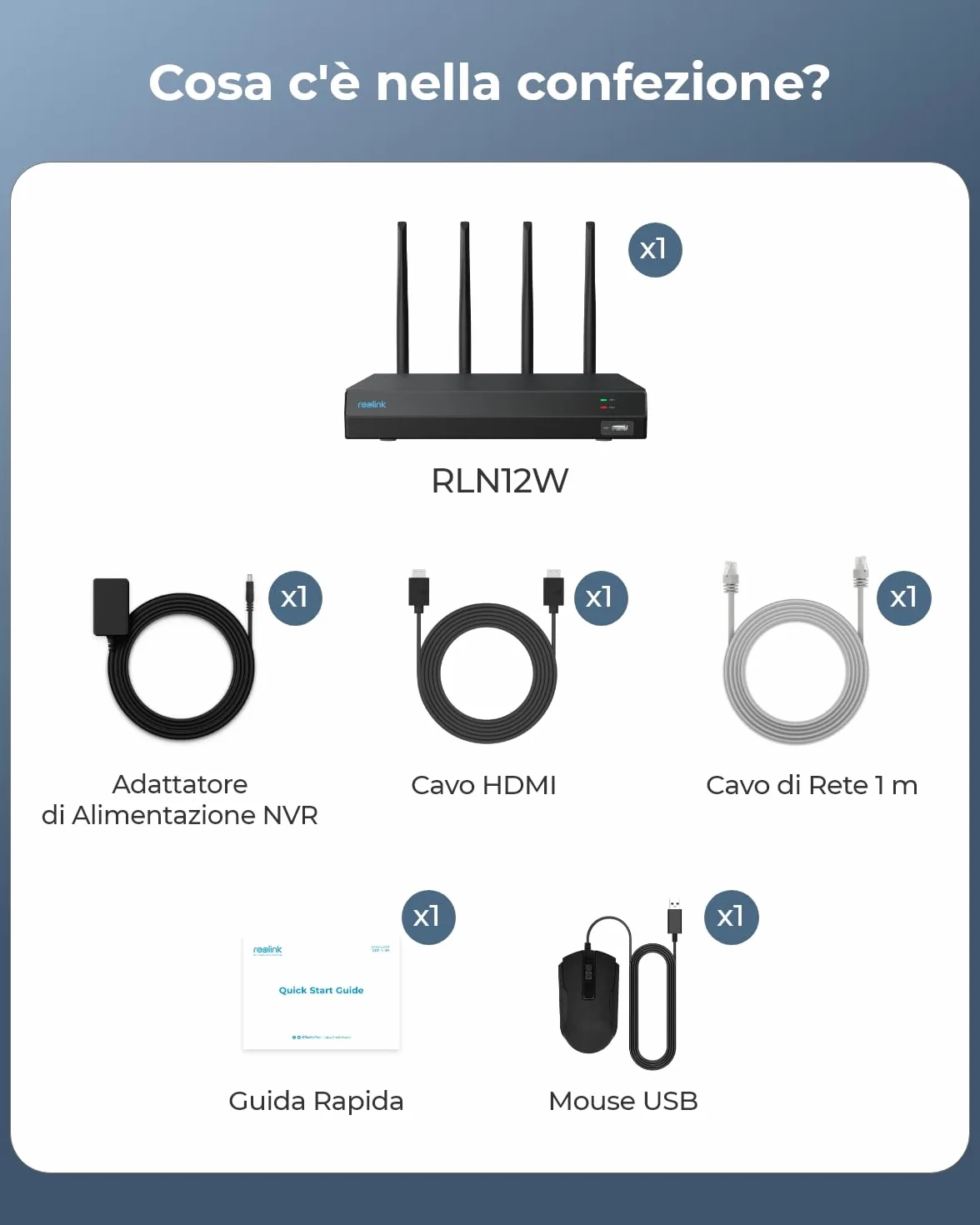 Reolink RLN12W NVR 4K 12CH Dual-band Wi-Fi 6 HDD 2TB H.265 Ricondizionato