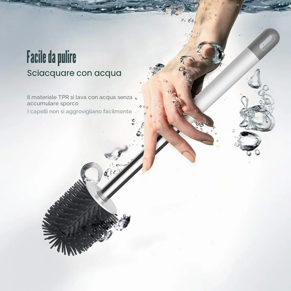 Ibergrif M34152 Spazzolone WC Scopino Bagno Supporto Silicone Morbido Bianco