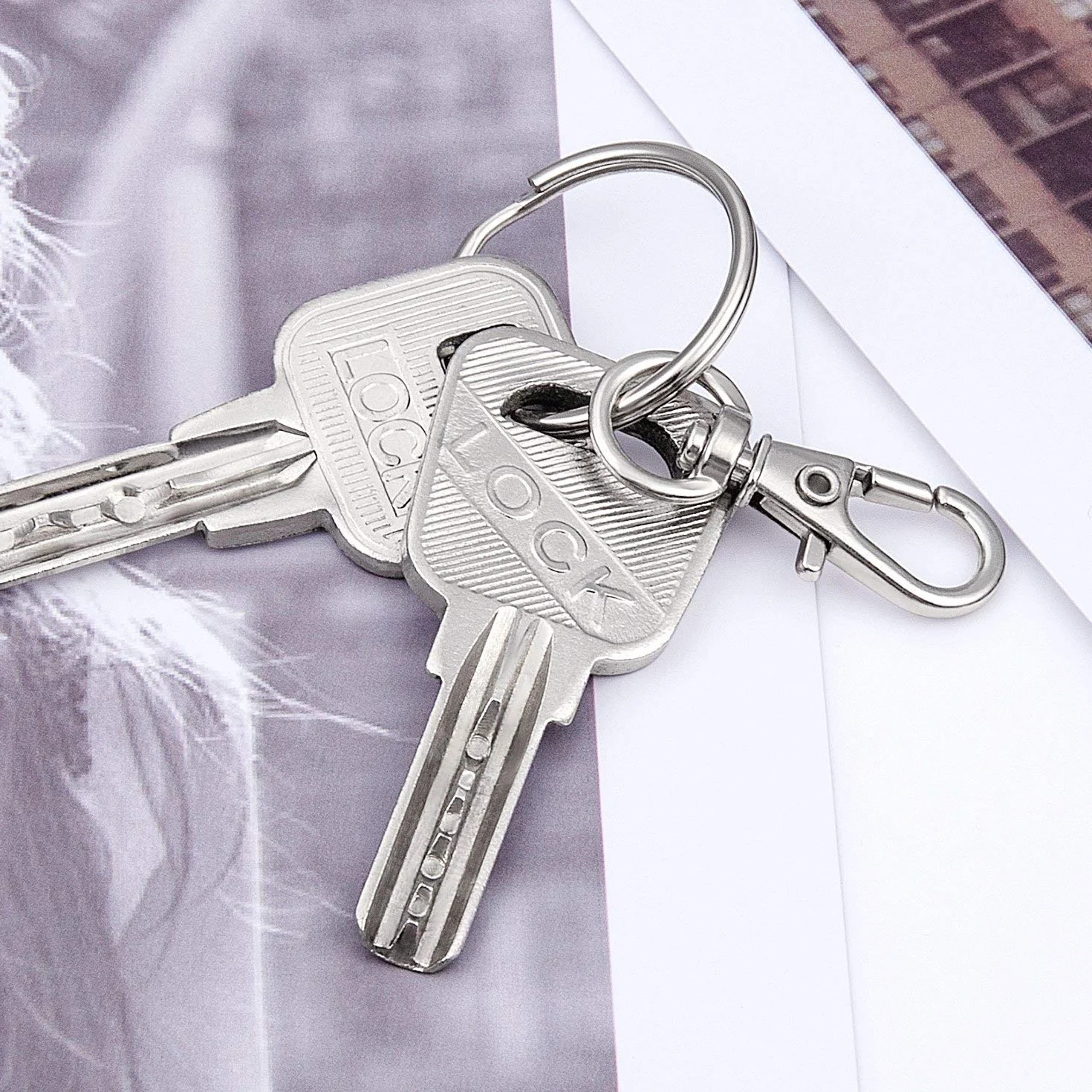 Girevole Cordino Snap Hook Con Portachiavi, Ganci in Metallo 100PCS