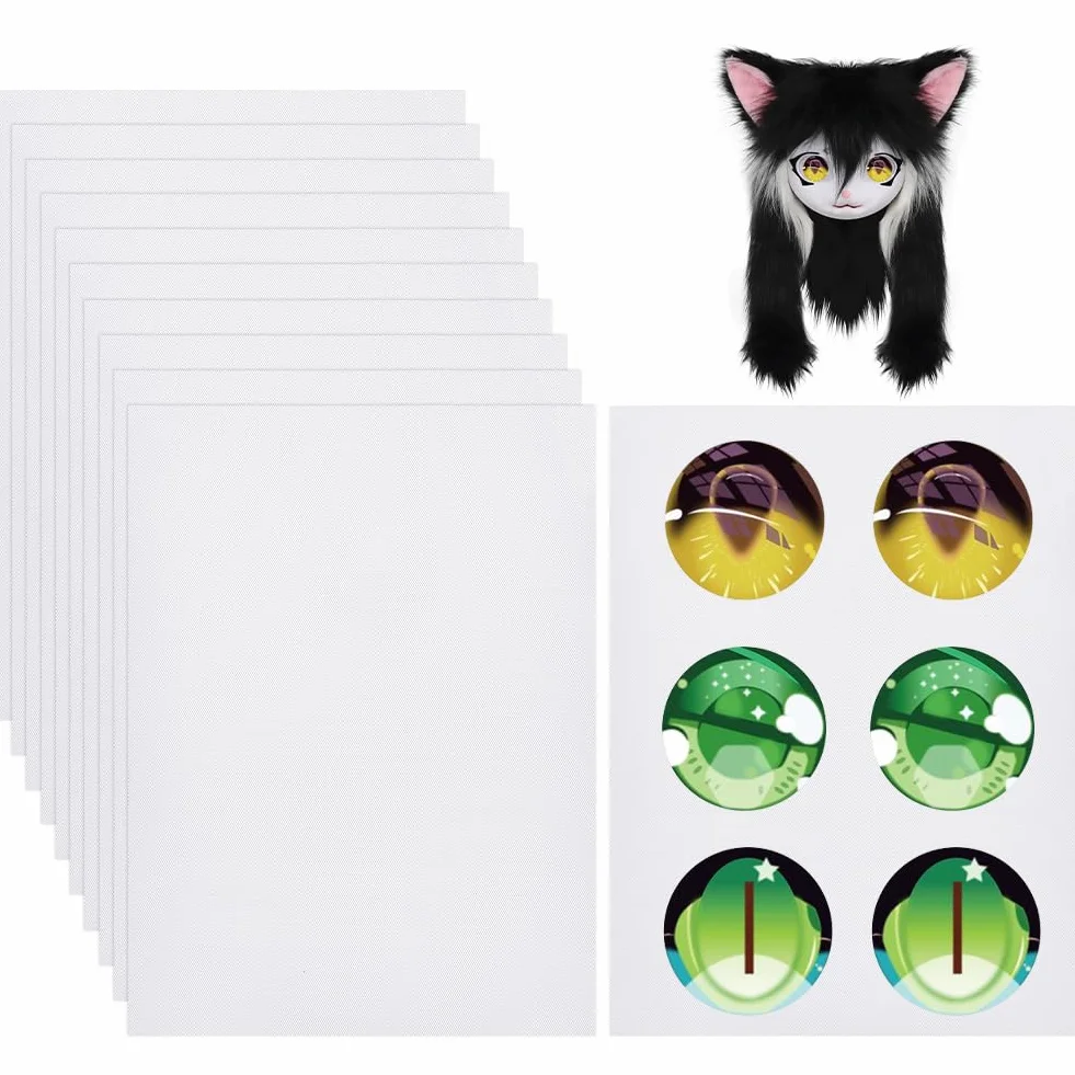BENECREAT 10 Fogli Fursuit Eye Mesh, 30x22cm Maglia Stampabile Impermeabile Bianco Rete Antipolvere PVC per Cosplay Furries, Sculture, Fursuits, Produzione Artigianale