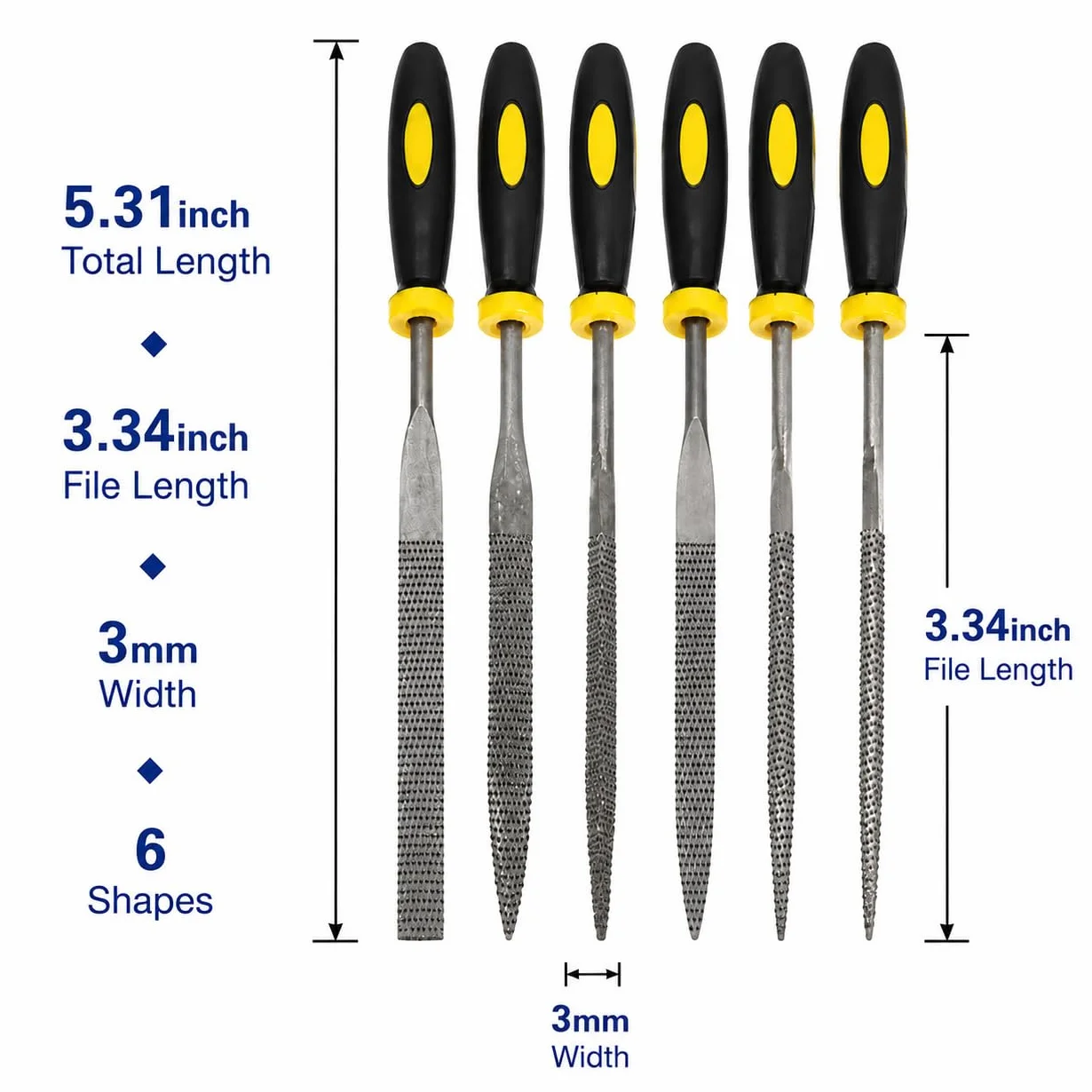 Set di 6 mini lime con raschietto in legno, con impugnatura morbida per legno e metallo morbido