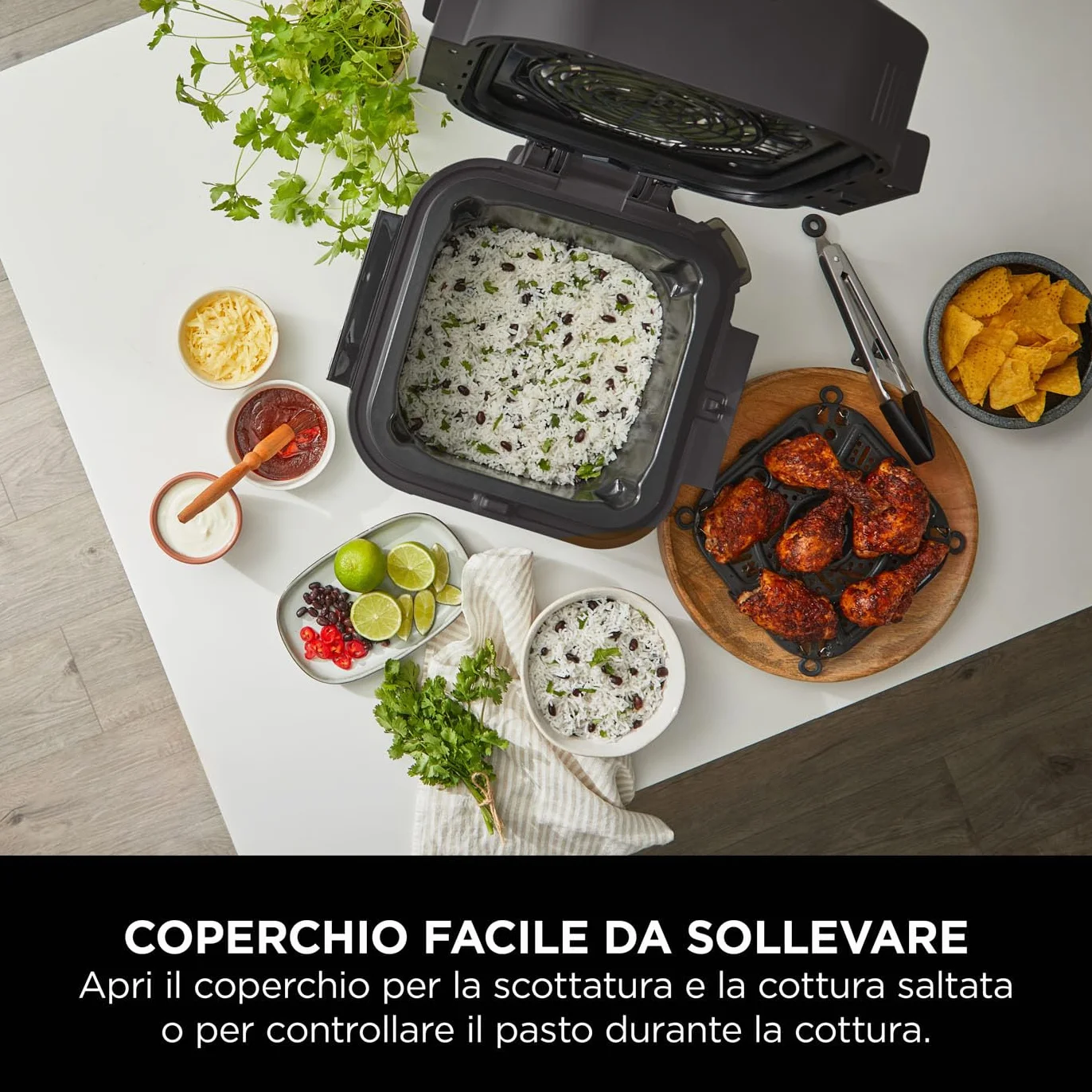 Ninja Speedi Pentola Elettrica Rapida 10 in 1, Friggitrice ad Aria, 5,7 l, Pasti per 4 in 15 Minuti, Frittura ad Aria e Cottura al Vapore, Nero/Rame, ON400EUCP