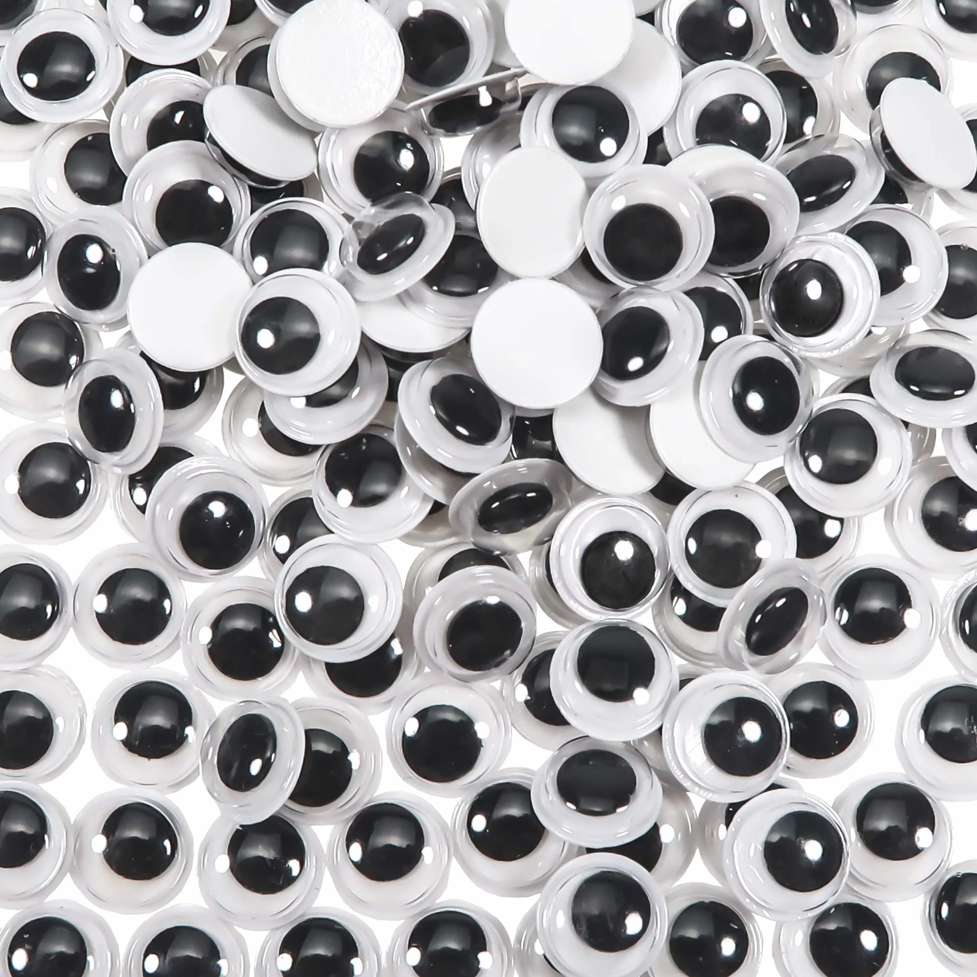 TOAOB 300 Pezzi Occhi Adesivi 10mm Rotondo Plastica Mobili Autoadesivi Wiggle Finti Occhietti per Lavoretti Fai da Te Scrapbooking Artigianato Bambole Pupazzi Accessori Bianco Nero
