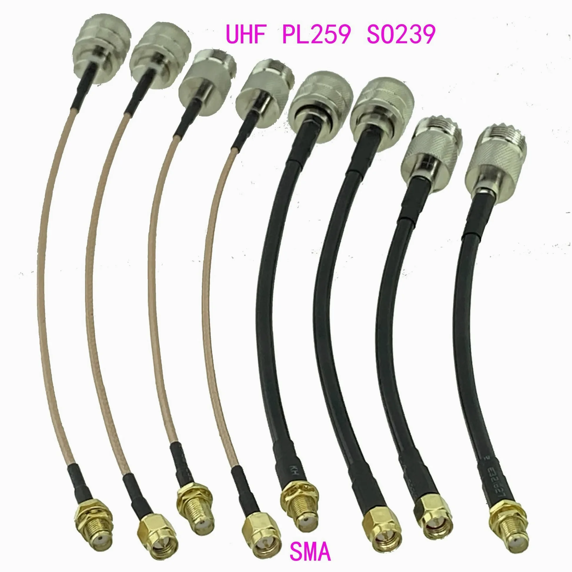 RG316 RG58 UHF PL259 SO239 A SMA Maschio Spina e Femmina Jack Connettore Diritto RF Jumper Cavo Treccia 6 pollici ~ 20 M(RG58 PL259 to SMA M,6M)