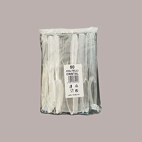 Lucgel Coltelli Rigidi Trasparenti Monouso PS 19cm 50 pezzi