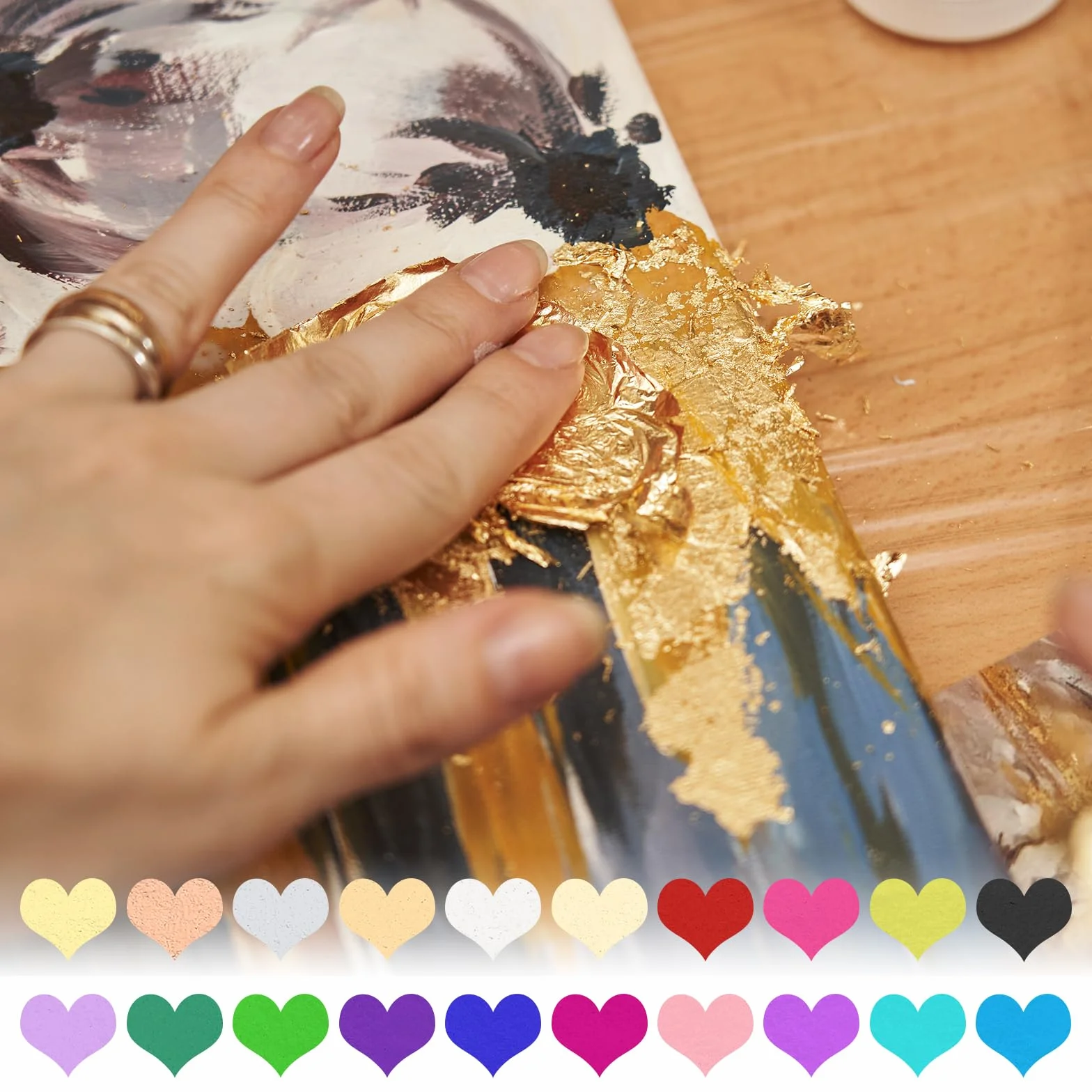PATIKIL Foglia d'oro per Arte 8.5x9.5cm 100 Pezzi Carta Metallo Foglia Oro per DIY Artigianato Resina Mobili Smalti Dipinti Decorazione Casa Blu Verde