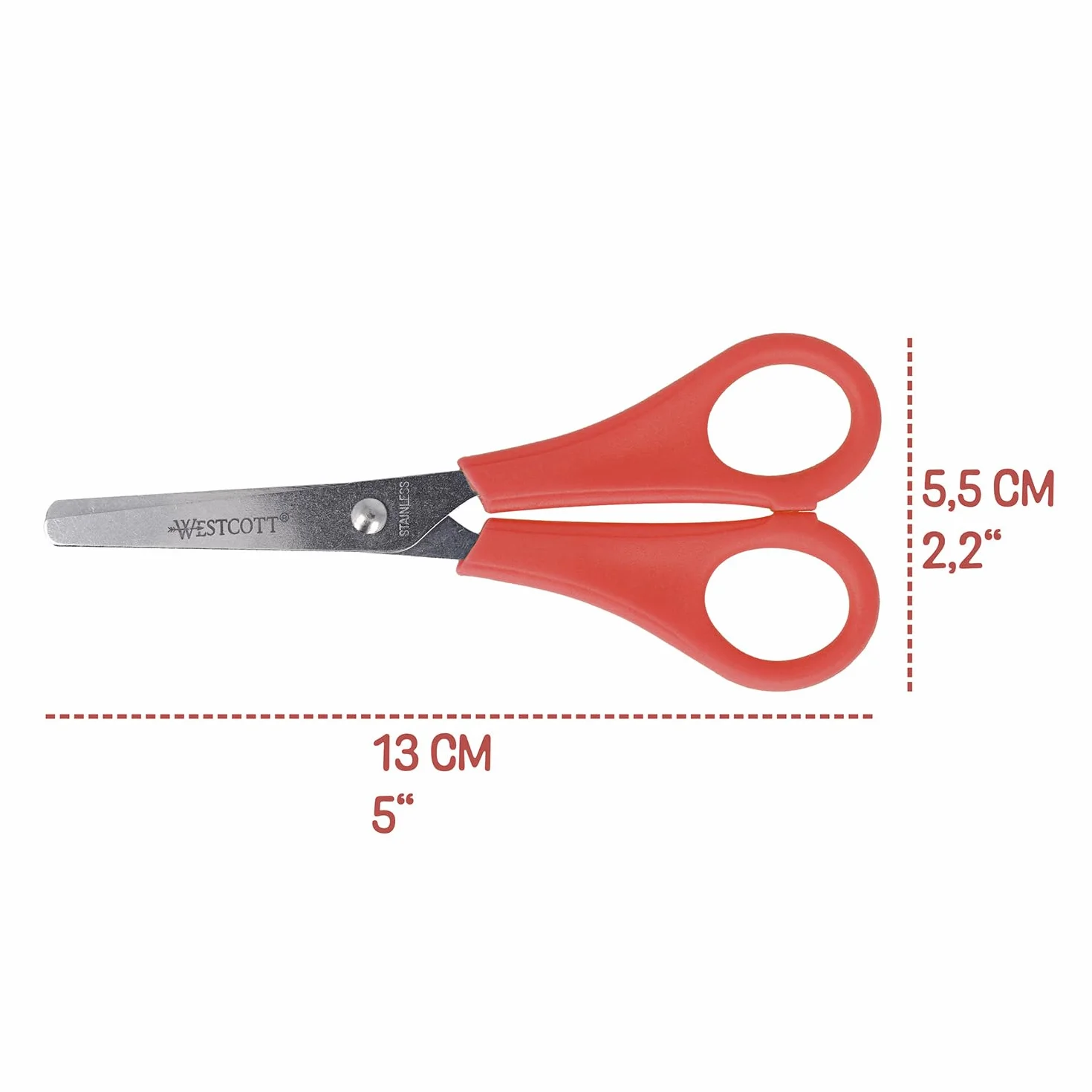 Westcott Forbici per bambini 32 pezzi in blocco di legno | Forbici con scala integrata da 5 cm | Forbici da bricolage 13 cm (5") ideali per le mani dei bambini | Punta arrotondata | 112TidyC 00