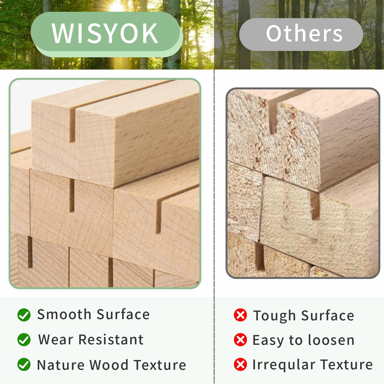 WISYOK Porta Della Carta in Legno, 10 Pezzi di Supporto per Tavolo, Supporto per Cartolina, Supporto in Legno, Supporto per Card di Menu, Supporto per Foto per Matrimoni (10 x 3 x 2cm)