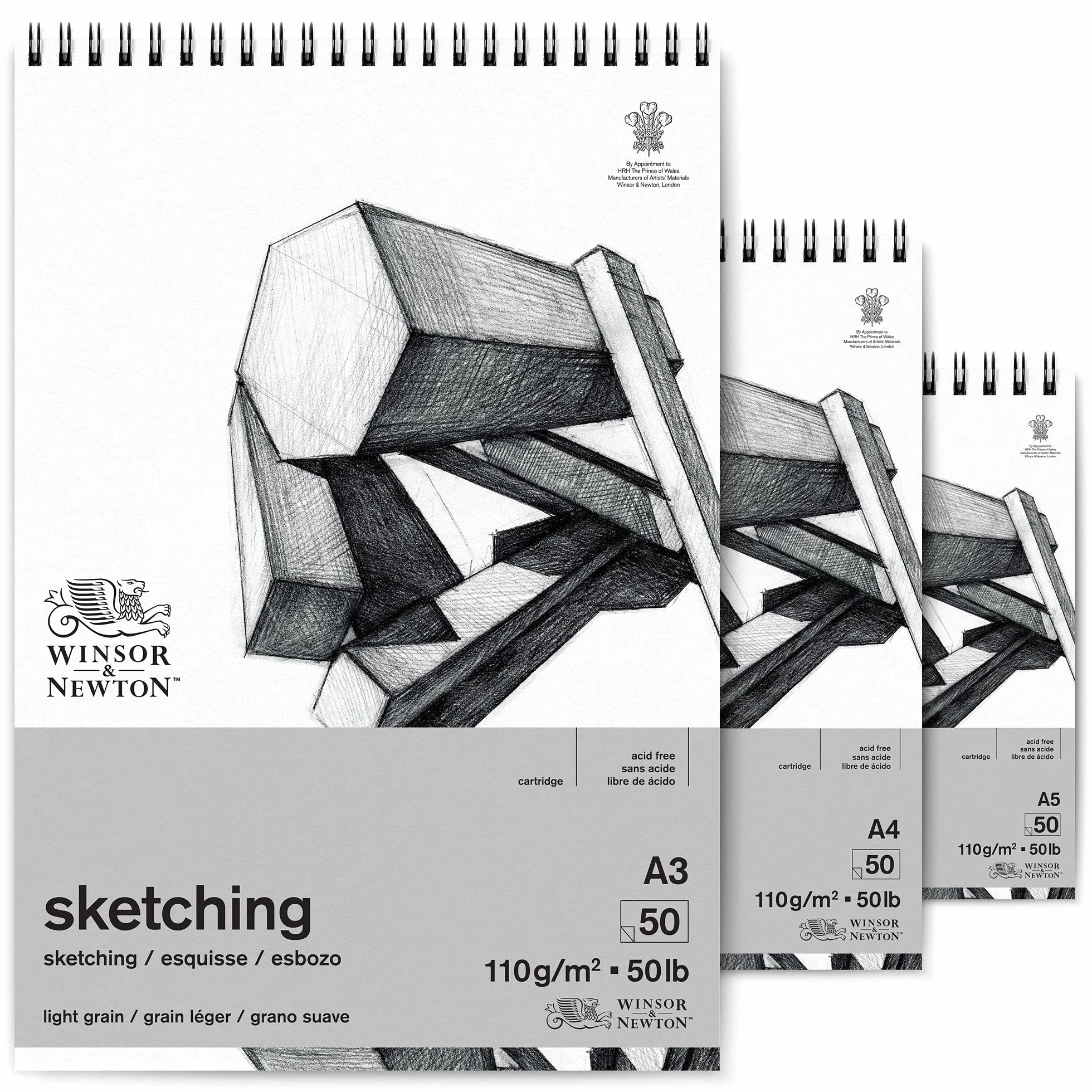 Winsor & Newton Carta Schizzo Blocco Spirale A4 110g 50 Fogli