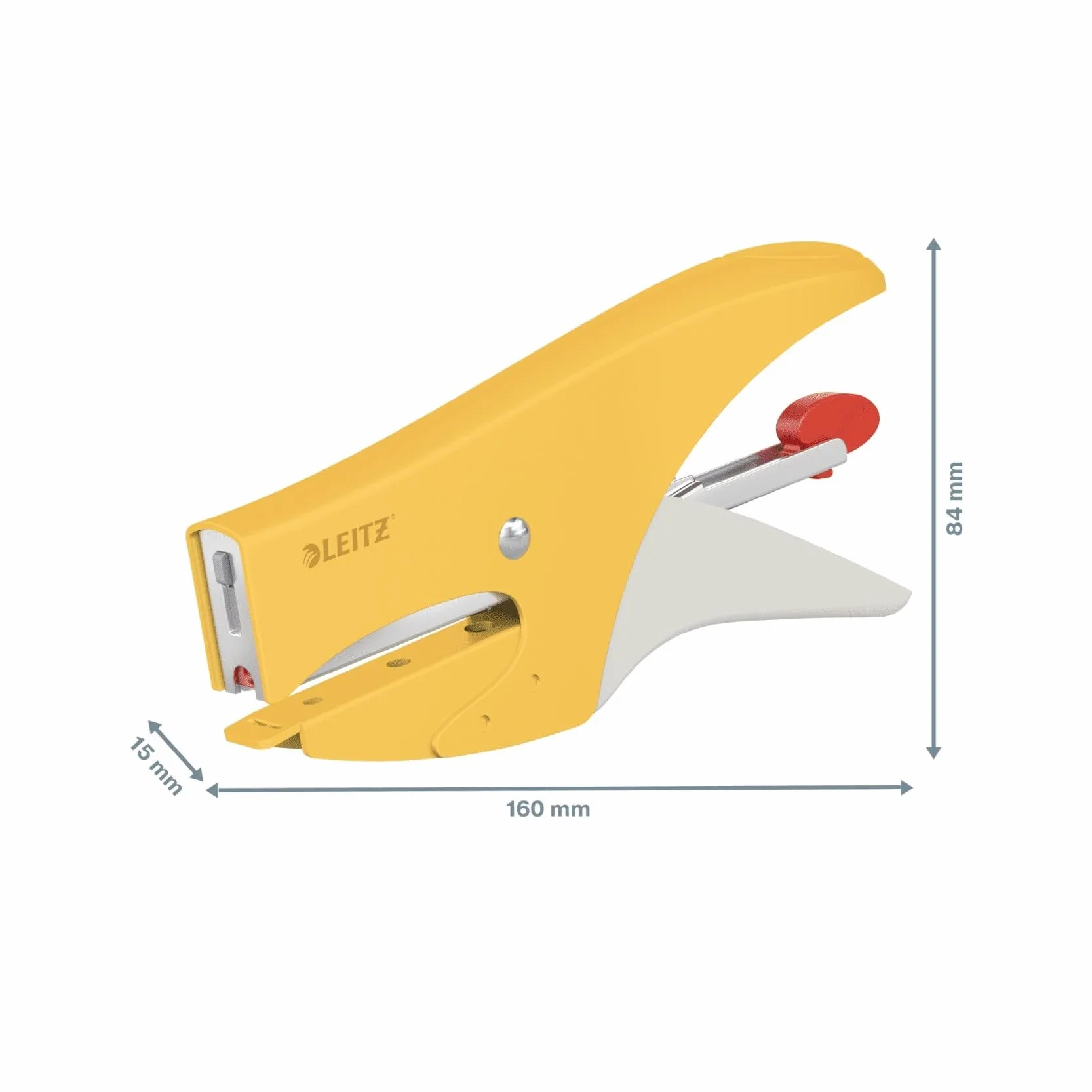 Leitz Cucitrice a Pinza, Capacità fino a 15 Fogli, Caricamento Posteriore, Include Punti P2 (No. 10), Gamma Cosy, 56450019, Giallo (Caldo)