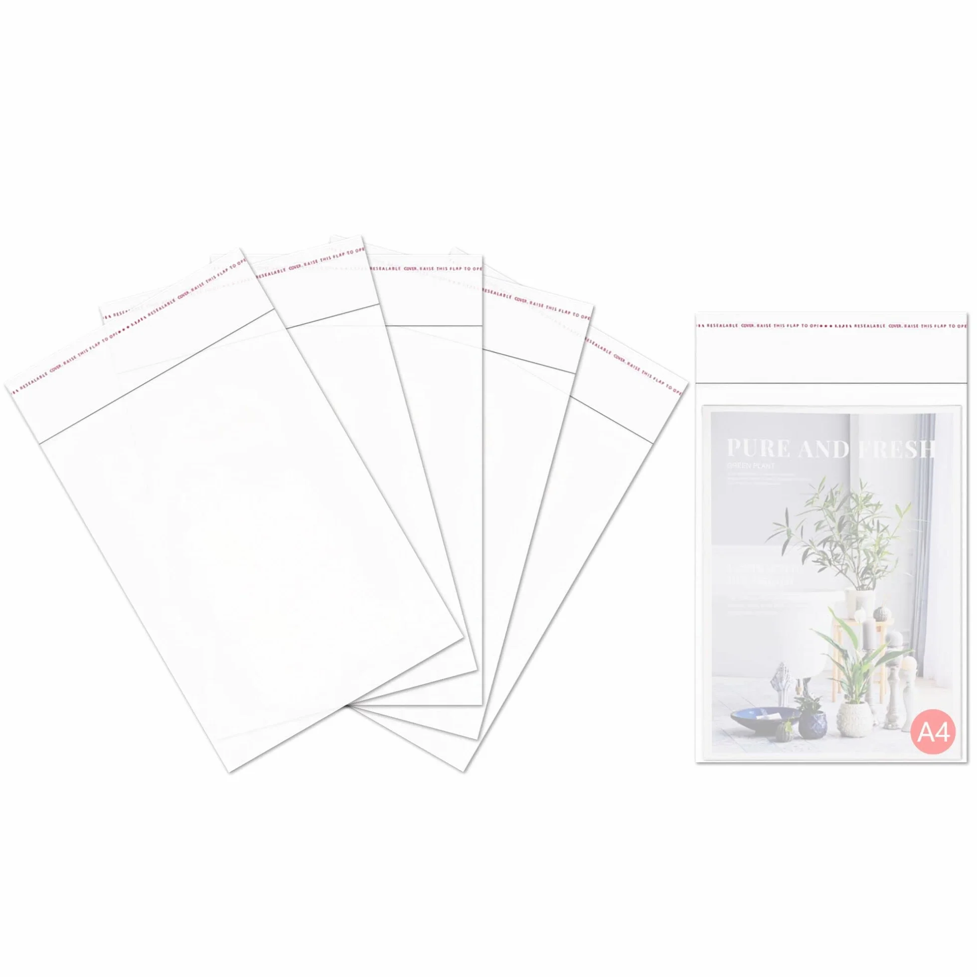 Sacchetti di cellophane plastica autoadesivi 25x33cm 100 pezzi Sacchetti di cellophane trasparente 50µm per la stampa Abbigliamento T-Shirt artigianale Riviste (15 misure a scelta)