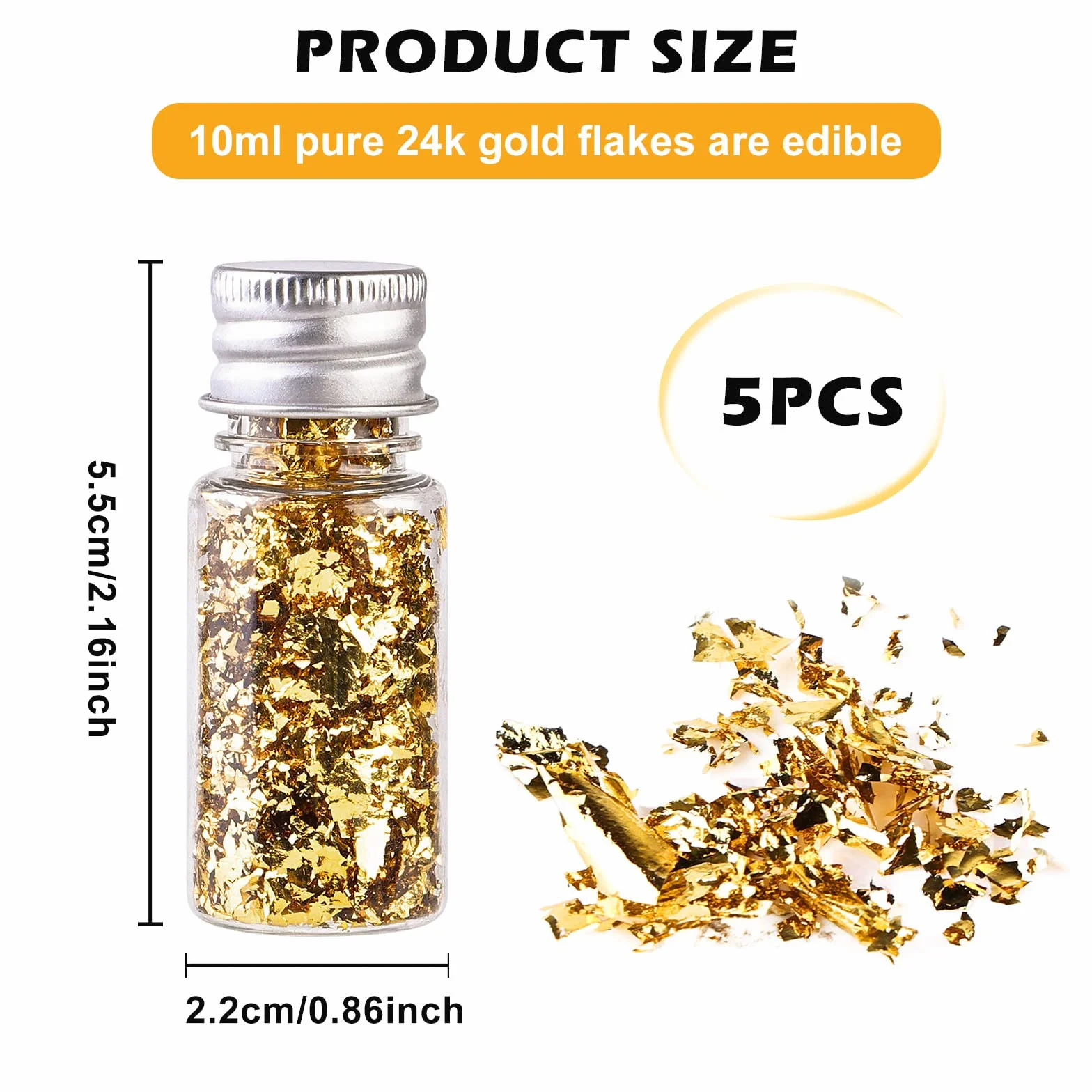 Nizirioo, Foglie d'Oro Commestibili 24K, Lamina d'Oro Pura per Cucinare e Decorare, Monouso, Oro, 5x5,5 cm, 5 Unità