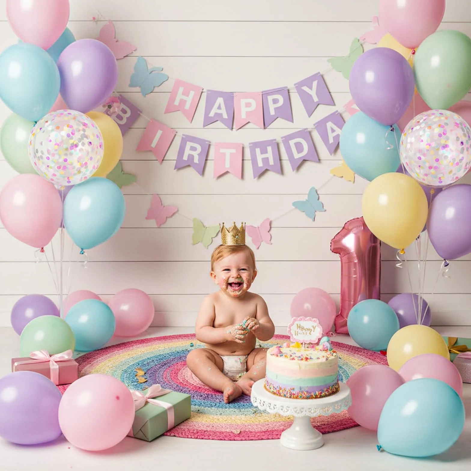 Pacchetto di palloncini - 60 Pezzi Rosa Gialli Verdi Viola Blu Palloncino, Palloncini Elio Confetti Per Ragazza Compleanno Bridal Baby Shower Gender Reveal Anniversario Fidanzamento, 12 Pollici