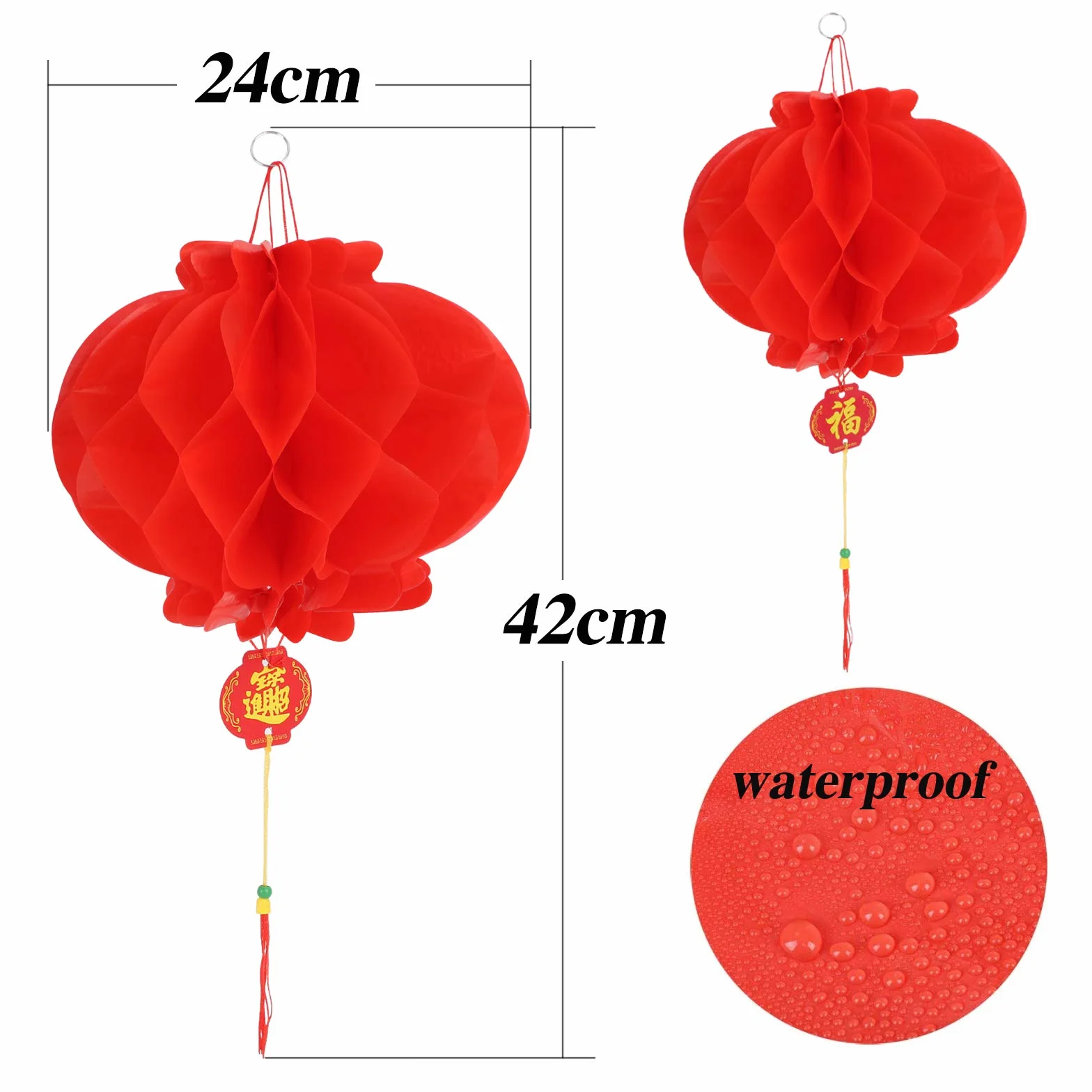 Lanterne Cinesi Rosse 24cm Decorazione Festa Tema Cinese