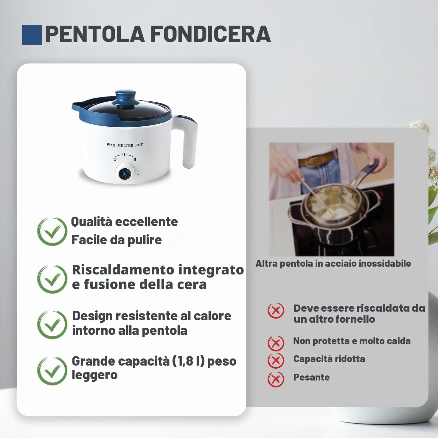 LINGQIAN Pentola Elettrica x Fusione Cera, 1,5 l, Sciogli Cera per Candele, Fonditore Candele Professionale