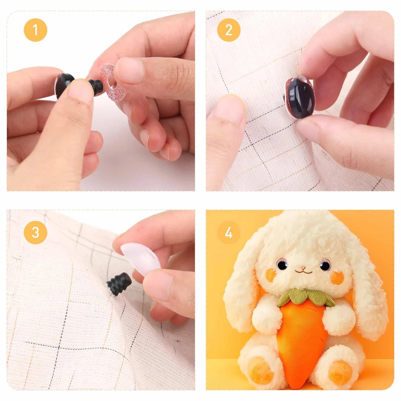 Occhi per Amigurumi 15 mm e 18 mm Occhi per Pupazzi 36 Pezzi Occhi a Bottone in Plastica con Rondella Coloré Occhi Glitterati per Peluche Orsacchiotto DIY Bambole