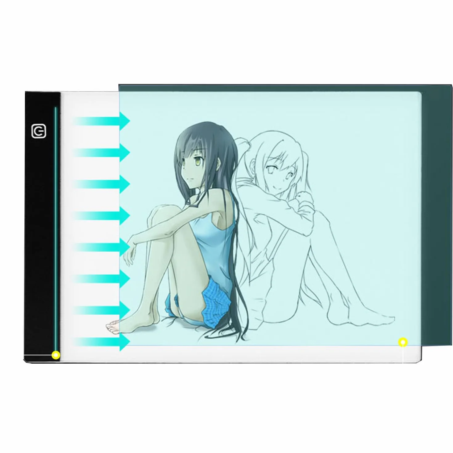 Tavoletta Luminosa,Scatola Luminosa LED,Animazione Tracer Light Box Disegno Copier scrivania Eye Protection Design A4 Tocco Registrabile di leggerezza Intelligente per Artista(Normale) nero