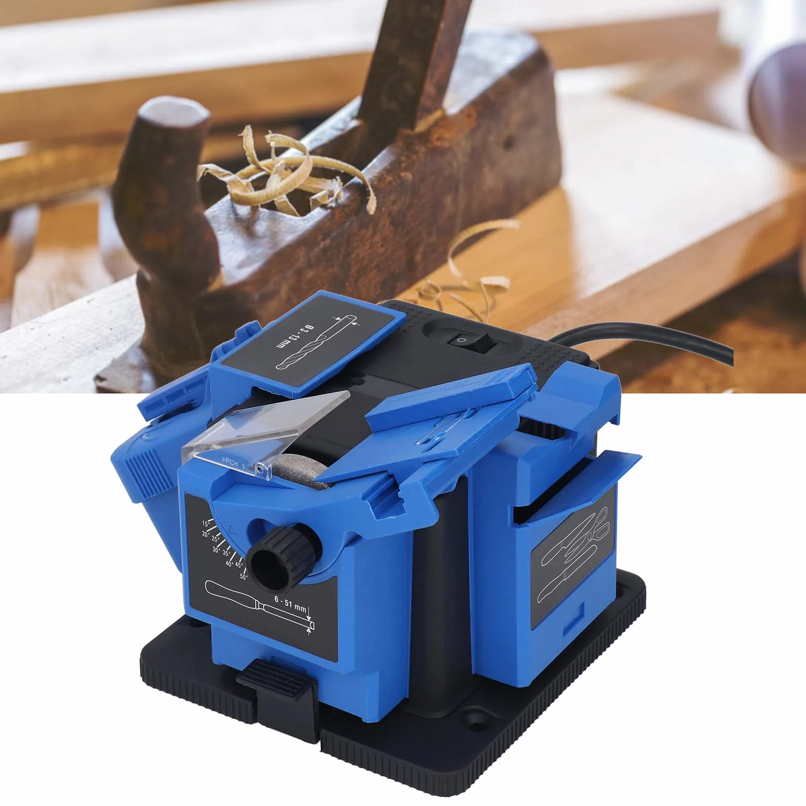 Affilatrice per Punte Trapano, Affilatrice multi-attività 65W Macchina per Affilare Taglierine Elettriche Ad Alta Resistenza 15 a 50 per Molatura, Utensili Rotanti