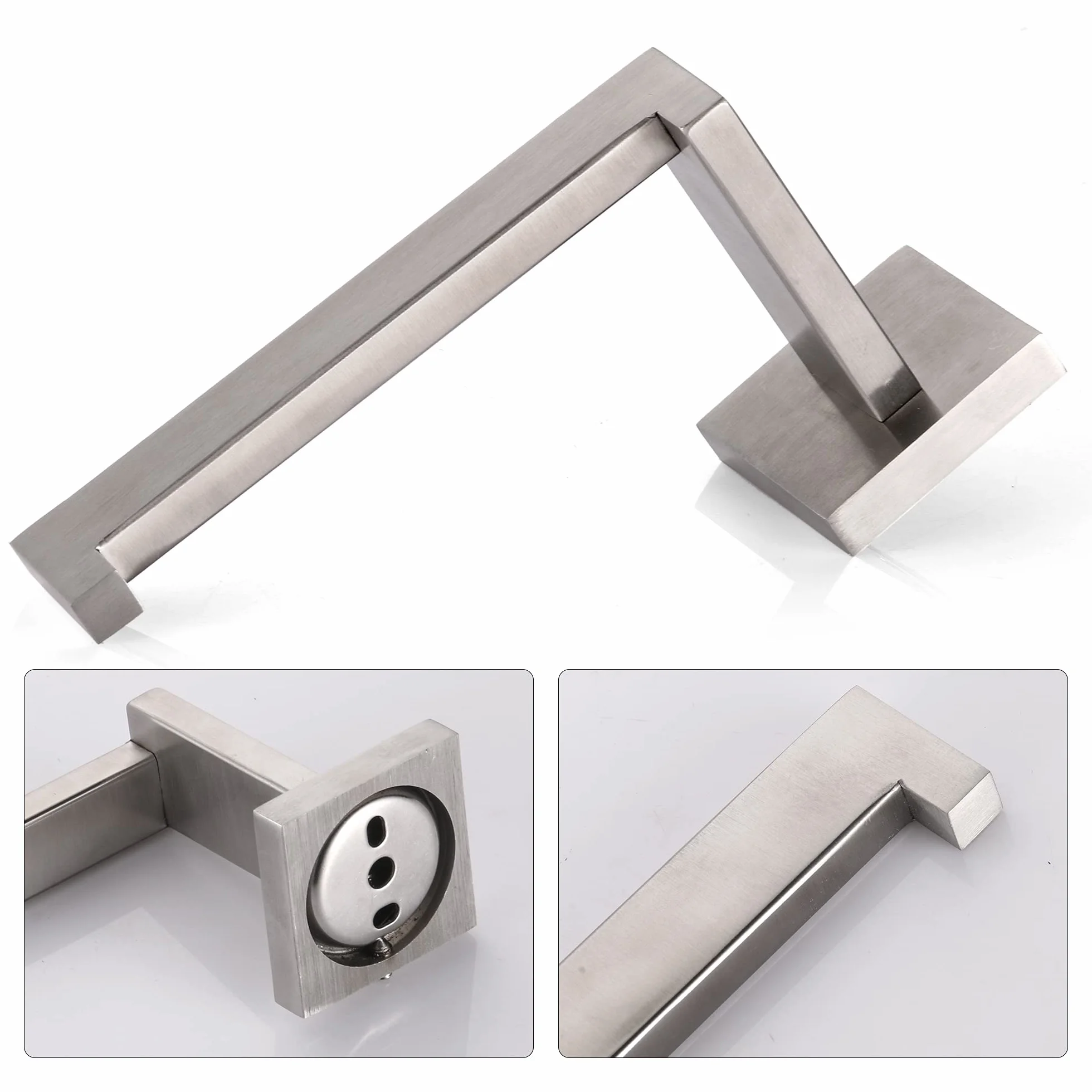 DUFU 4 Pezzi Portasciugamani Set di Accessori di Ferramenta di Bagno di Parete, per Asciugamani, 40cm, Porta Salviette e Carta Igienica, Ganci SUS304 Acciaio Inossidabile Argento Spazzolato