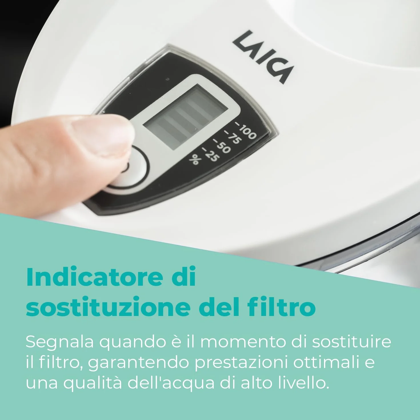 LAICA Stream Line Caraffa Filtrante 2,3L Bianca Timer Digitale 1 Filtri bi-flux Incluso Made in Italy