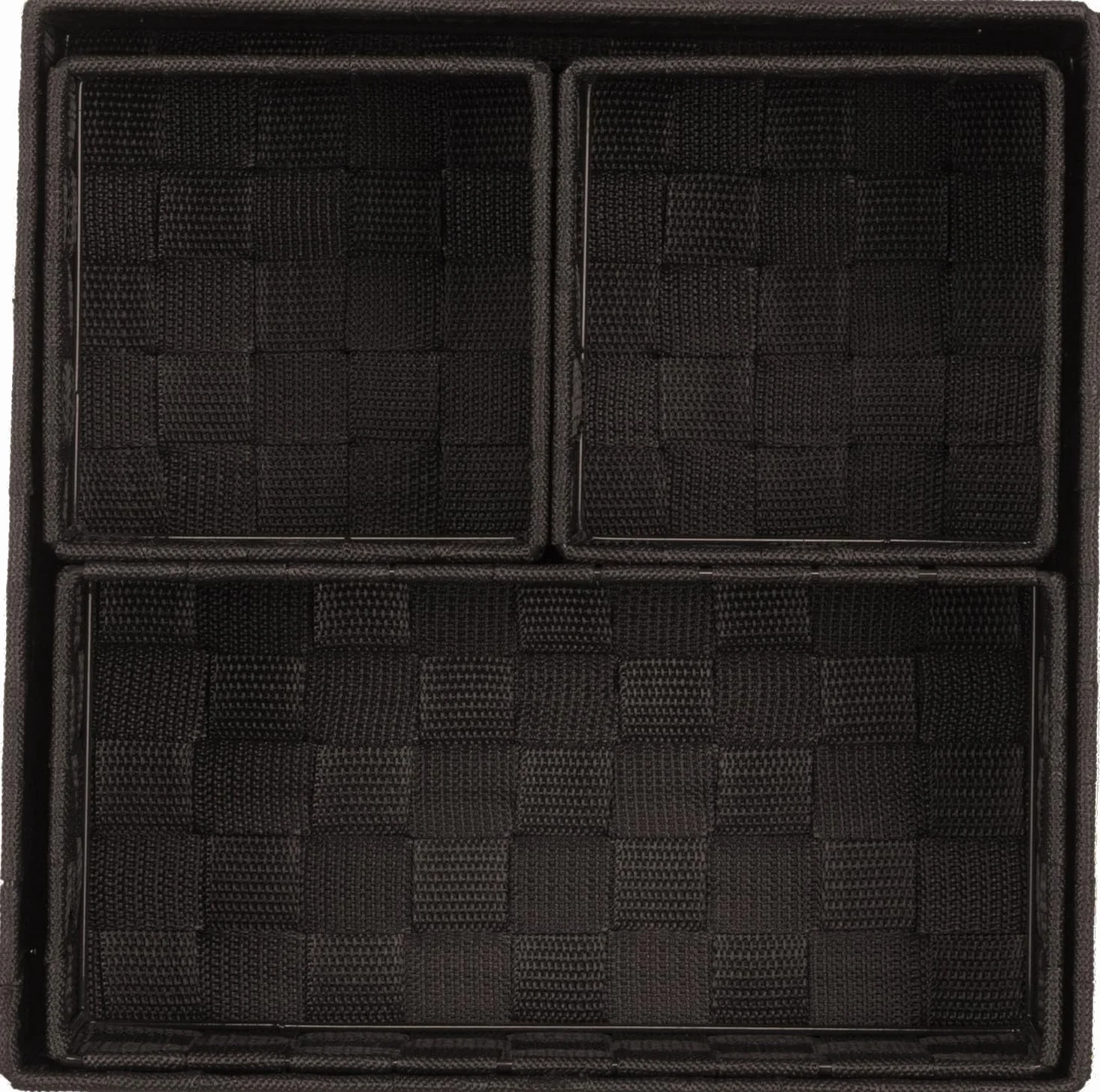 OCEANO Set 4 Cestini Portaoggetti Intrecciati Organizer Bagno e Cassetti Scatole Salvaspazio in Tessuto per Trucchi Asciugamani Accessori (Marrone)