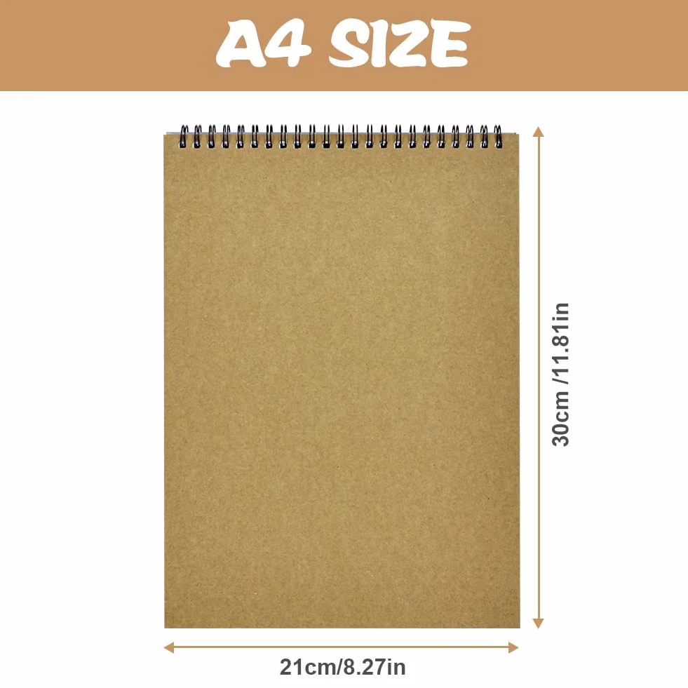 OFFCUP Album da Disegno Professionale, 2 Pacchi A4, 160 GSM Blocco, Quaderno Spiralati, Fogli da Schizzi, Sketchbook per Manga, Dipingere, Scrivere